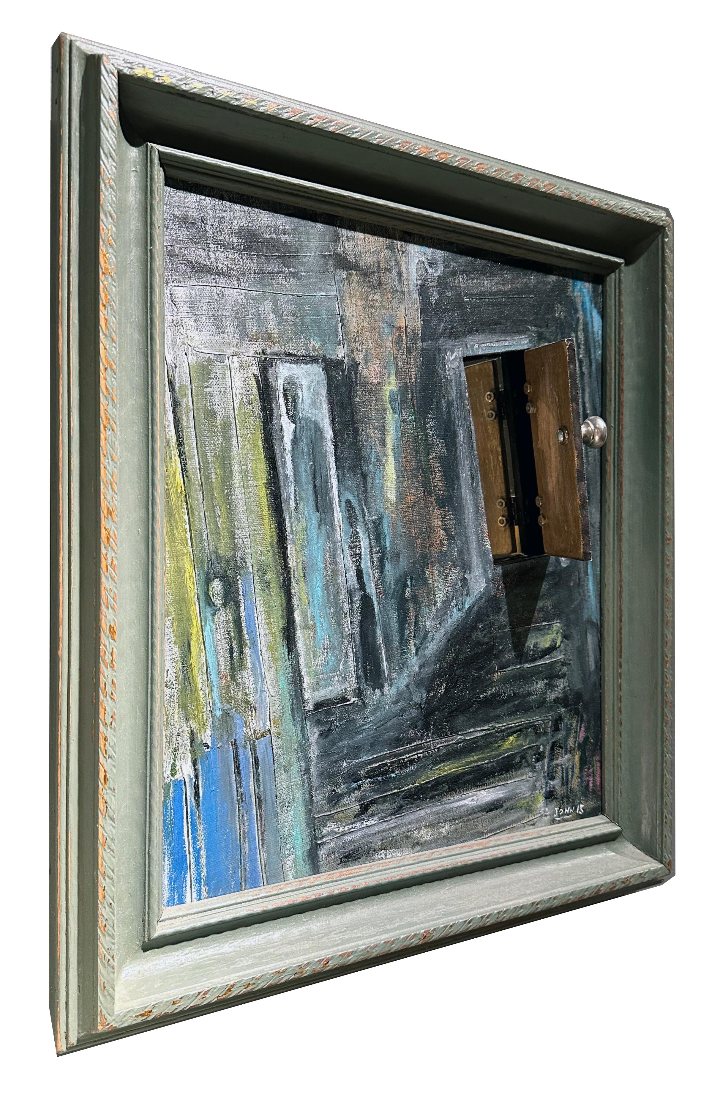 Porta posteriore - Scena prospettica obliqua con pannello della porta funzionante che si apre sullo specchio - Painting di John Seubert