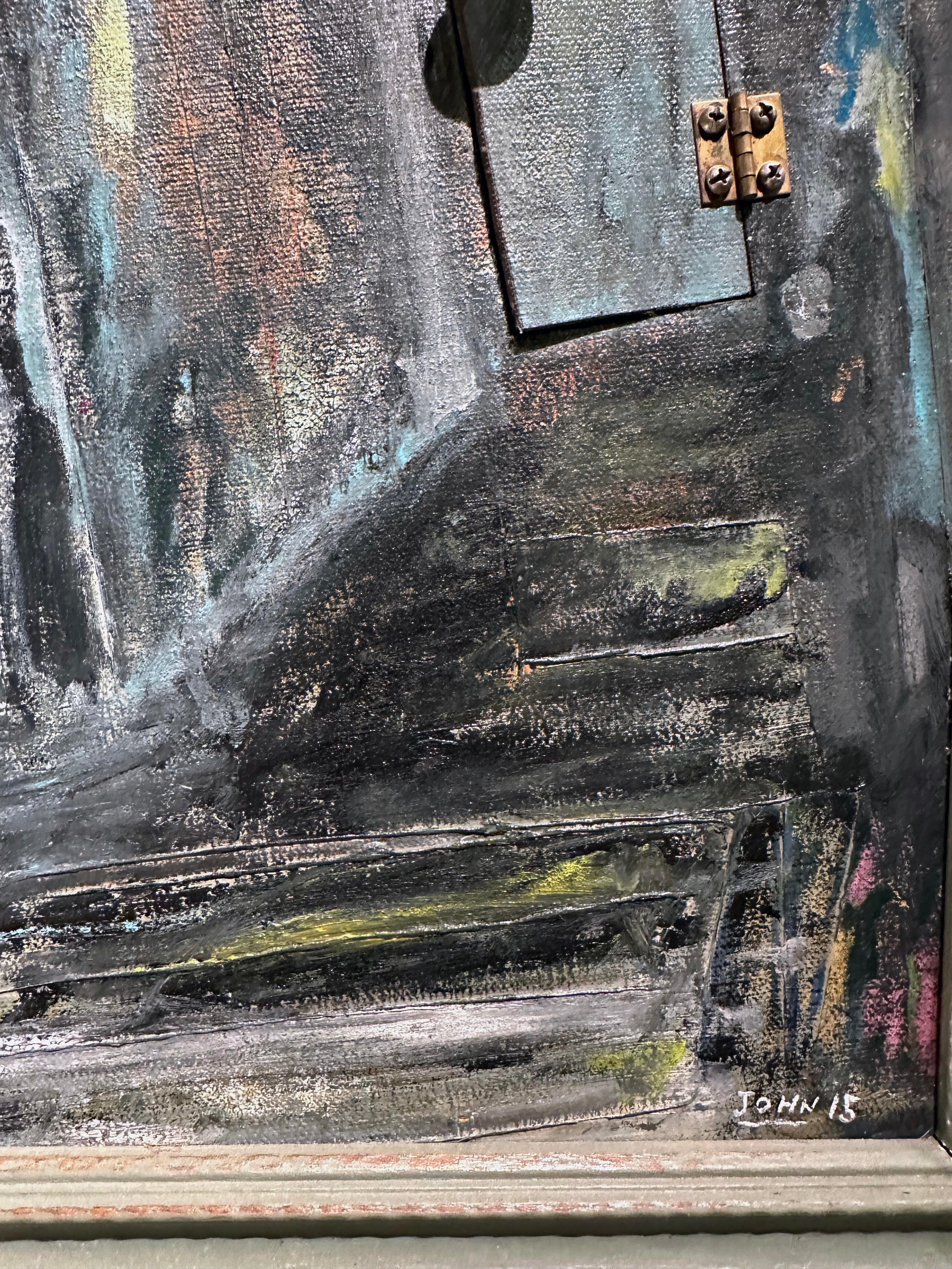 Porta posteriore - Scena prospettica obliqua con pannello della porta funzionante che si apre sullo specchio - Interior Painting Grigio di John Seubert