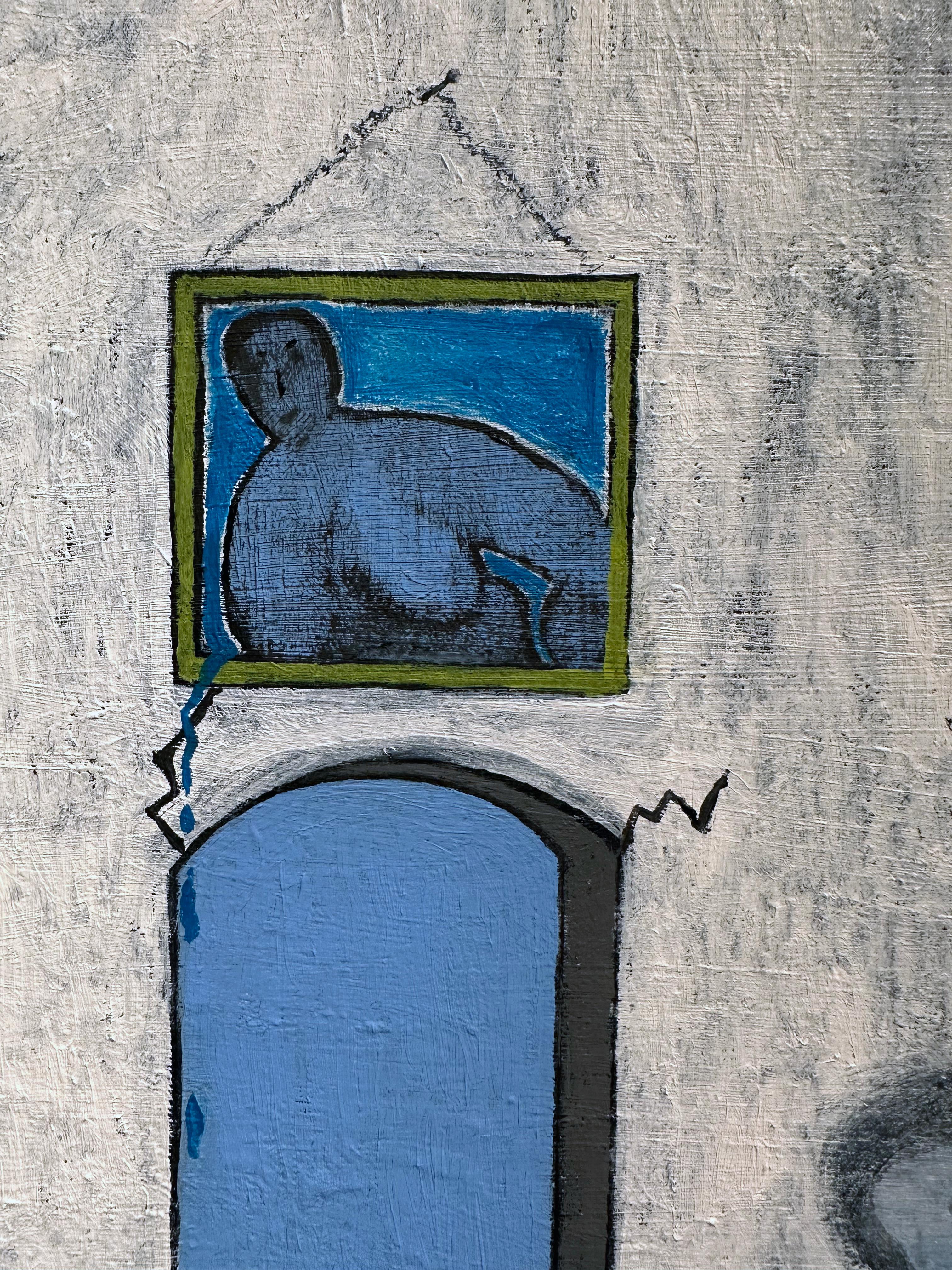 Chubb - Scène surréaliste de salle de bain avec un homme sous la douche, huile - Contemporain Painting par John Seubert
