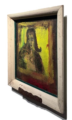 Incanto, un nudo femminile solitario, pittura a tecnica mista, con cornice