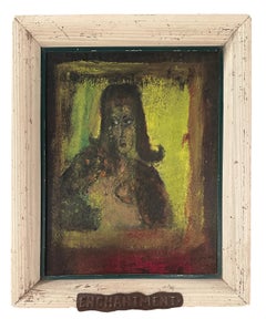 Enchantment, A Solitary Female Nude, Mixed Media Painting, Framed