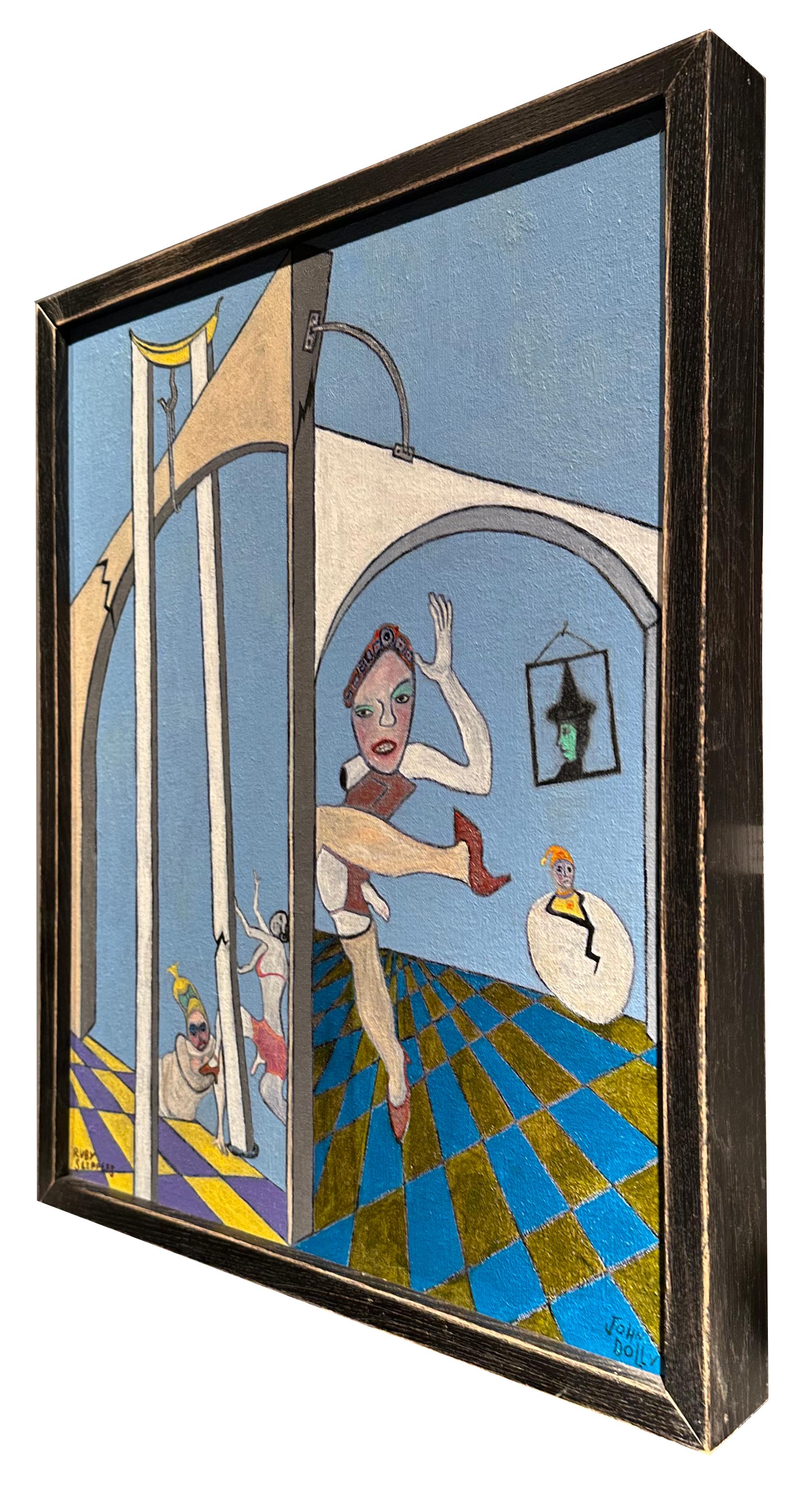 Pantofole di rubino - Un'alternativa all'amato classico, olio su tela, con cornice - Painting di John Seubert