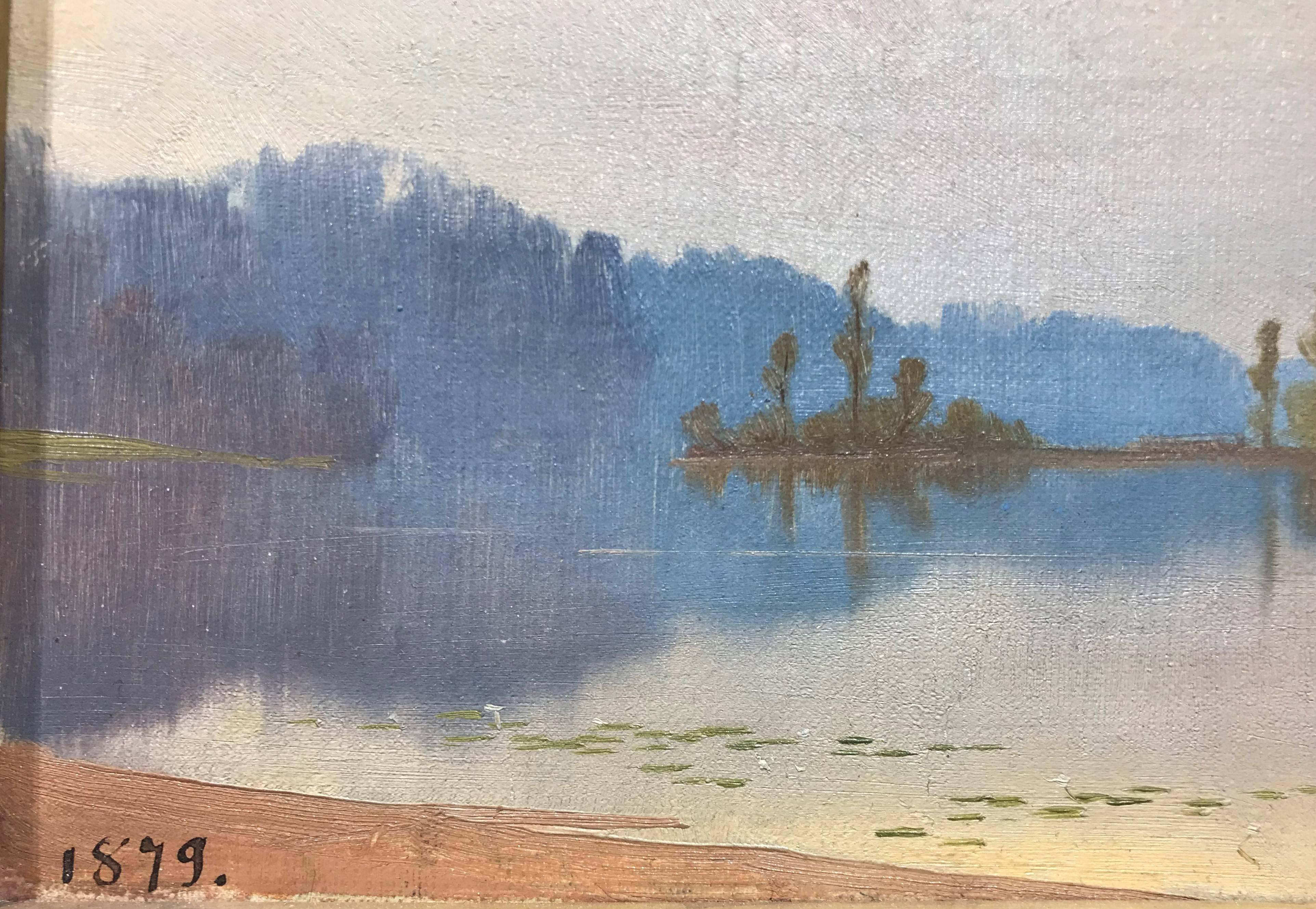 Nineteenth Century Hudson River Era Landscape Painting, Lake Rebecca, Minnesota 1