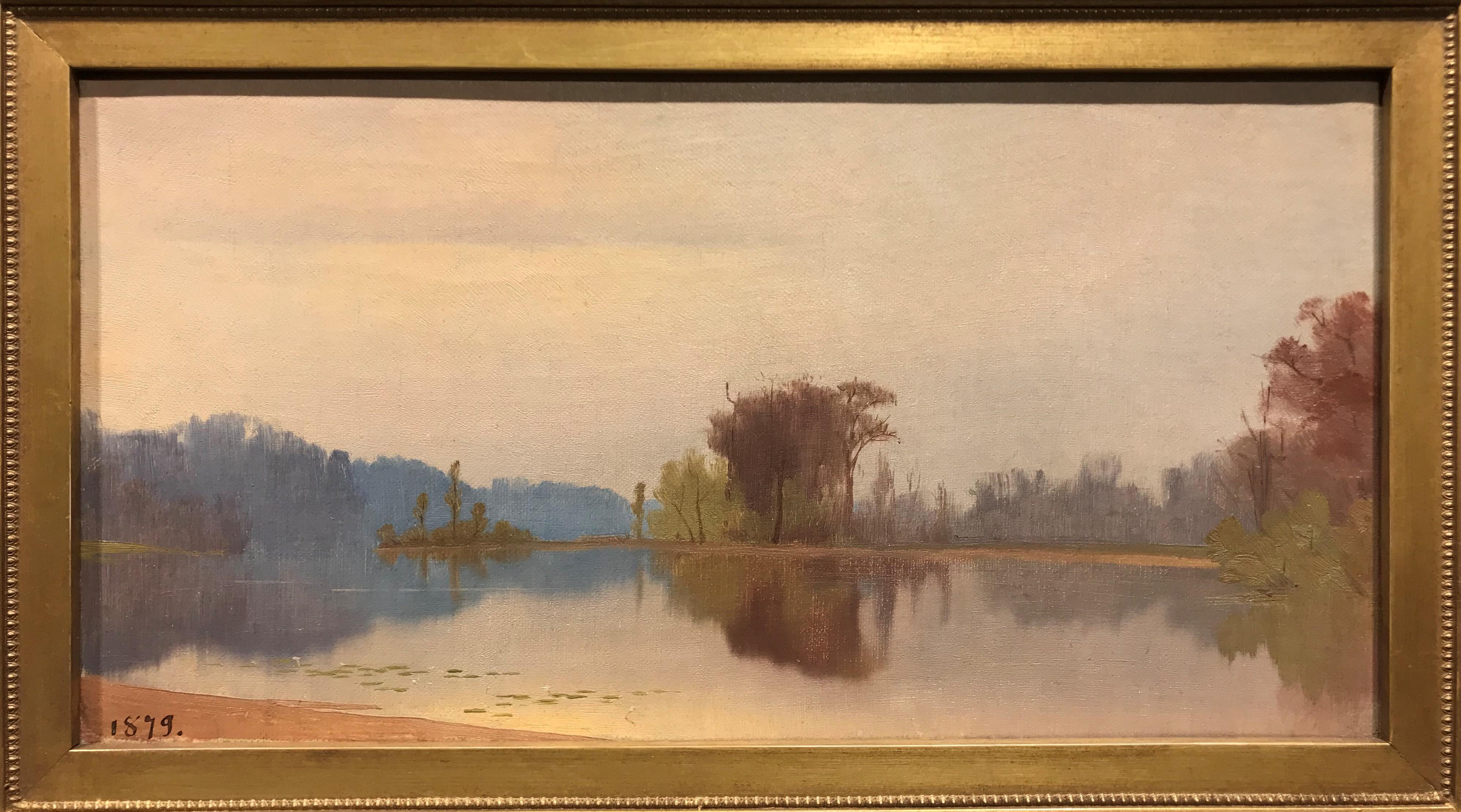 Nineteenth Century Hudson River Era Landscape Painting, Lake Rebecca, Minnesota 4