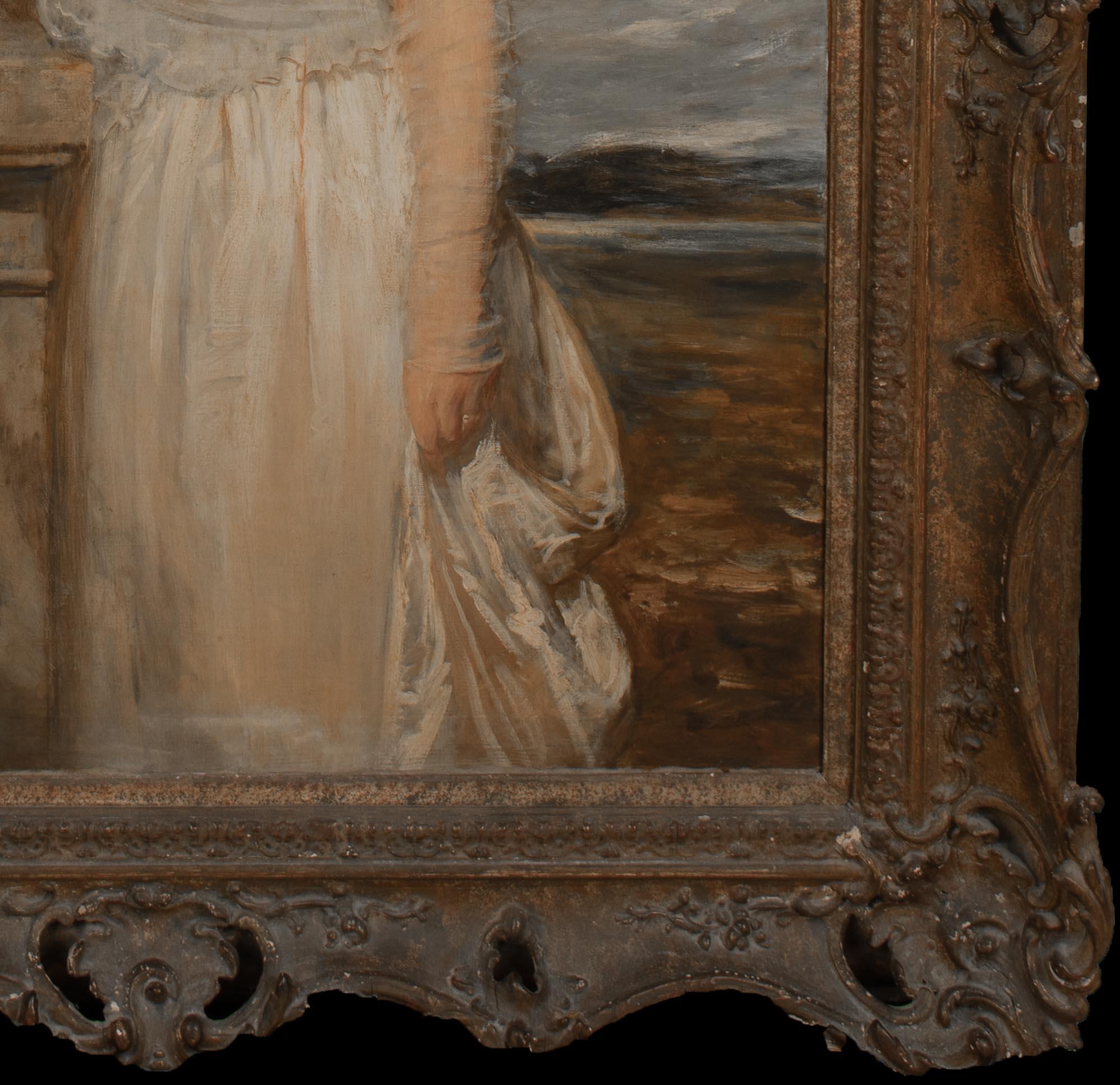 Ritratto della signora Louisa Hartley Tooth (nata Beningfield) di West Hampstead, datato 1897

Esposto: Londra, Royal Academy, 1897, n.422

di John Seymour Lucas (1849-1923)

Enorme ritratto a tre quarti del XIX secolo di Mrs Louise Hartley Tooth,