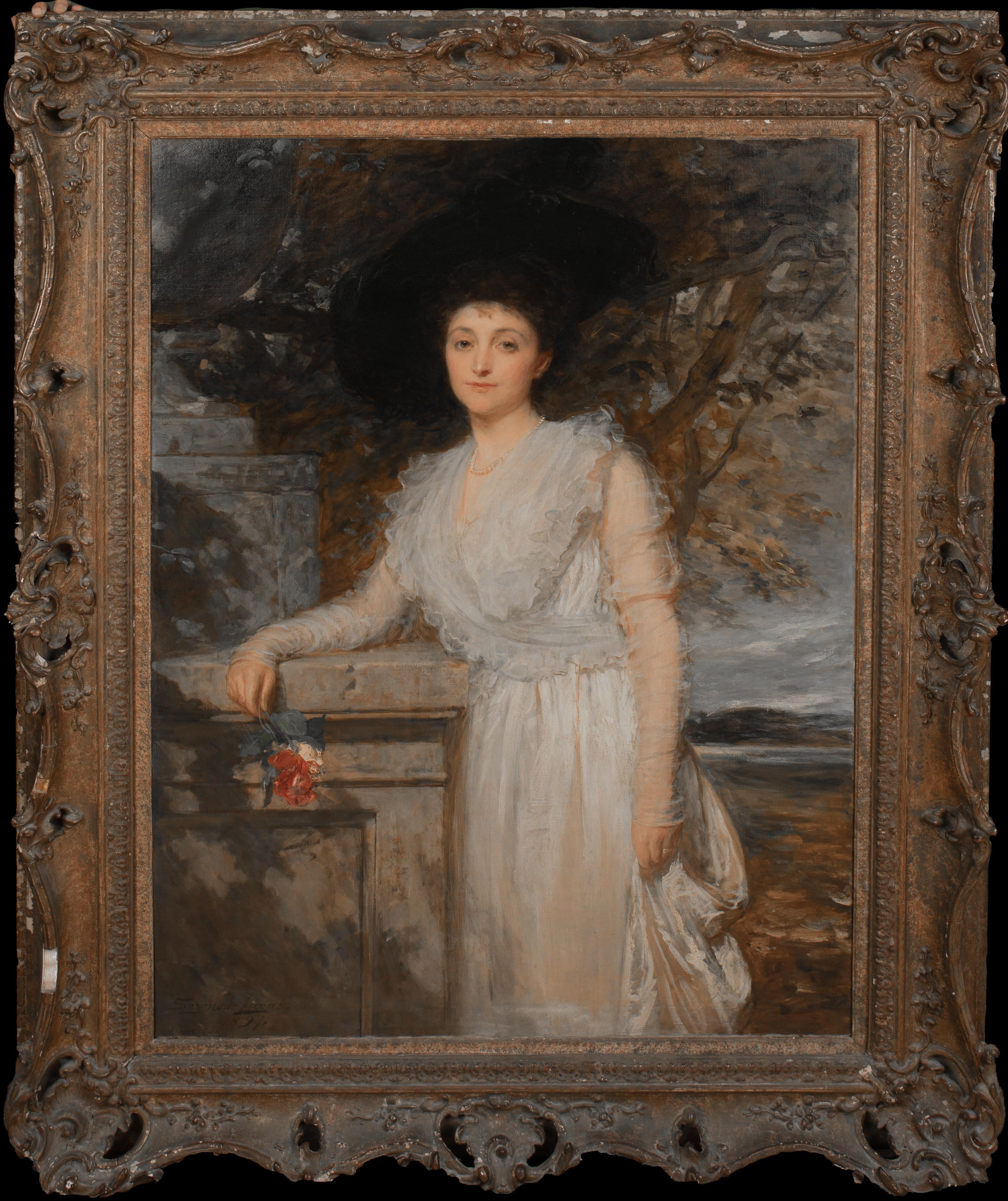 John Seymour Lucas Portrait Painting – Porträt von Mrs Louisa Hartley Tooth (geb. Beningfield) aus West Hampstead, datiert 
