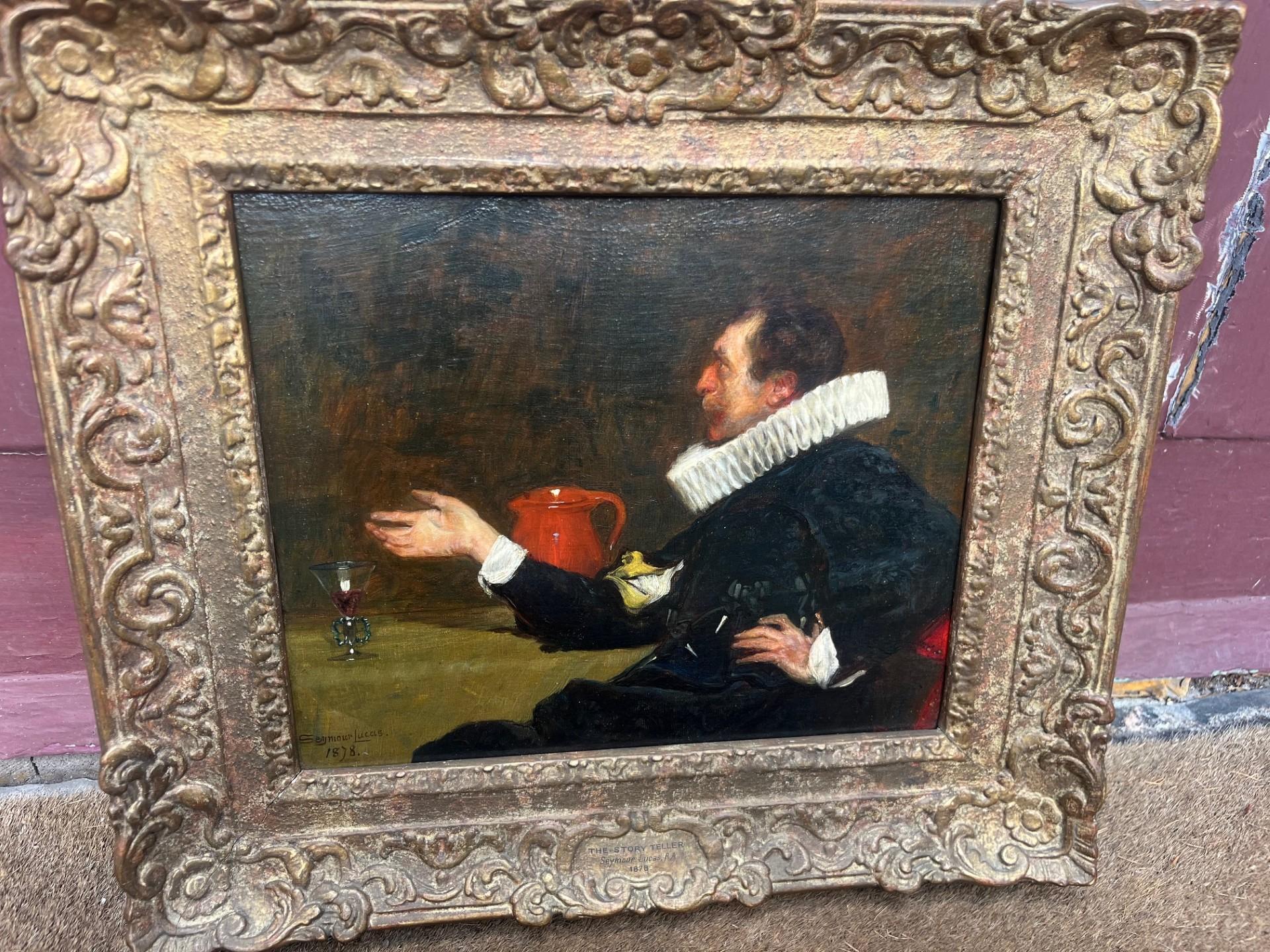 Victorian Male Realistic Portrait in Period Costume Oil Painting of Cavalier For Sale 2