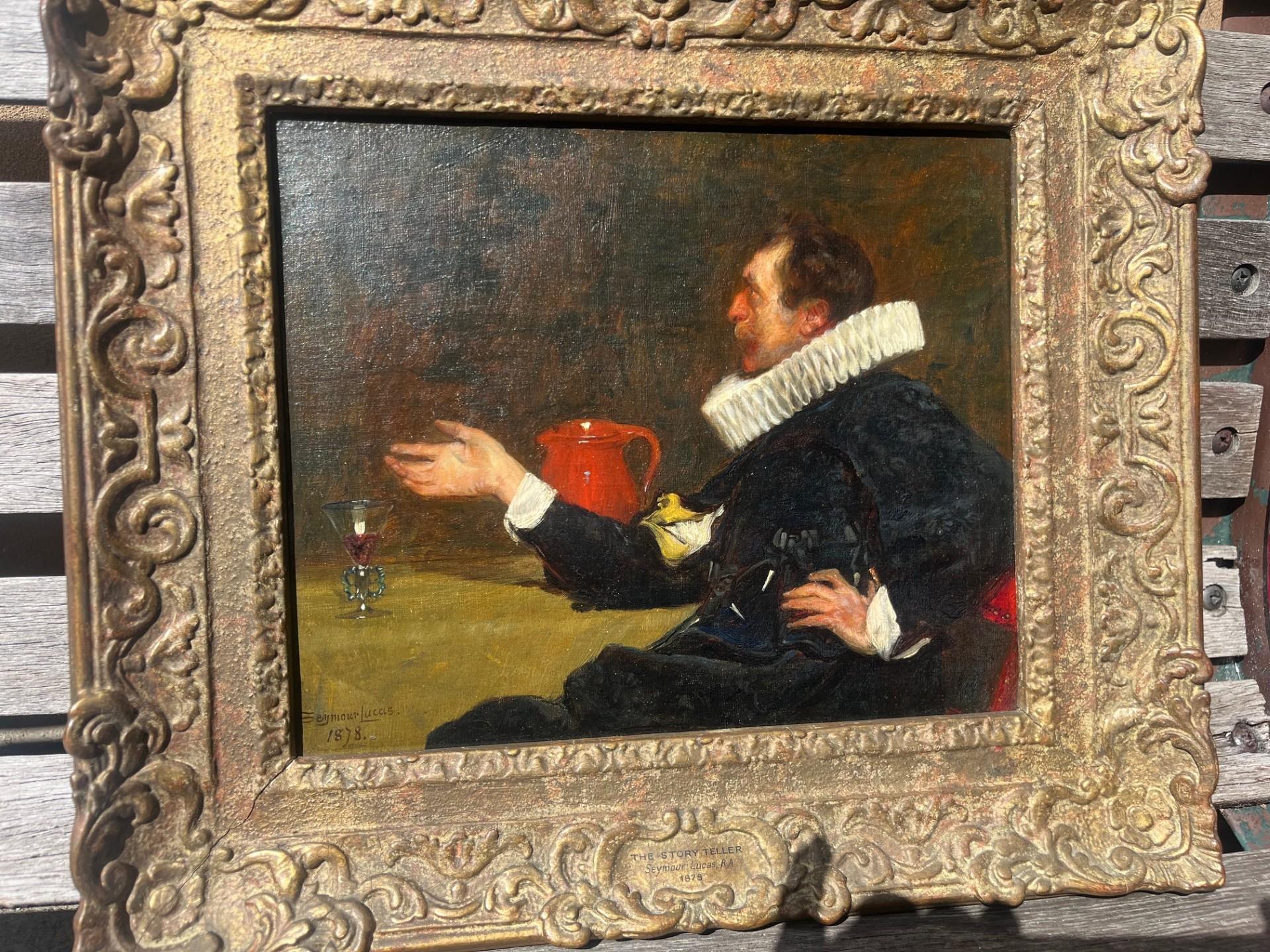 Victorian Male Realistic Portrait in Period Costume Oil Painting of Cavalier For Sale 3