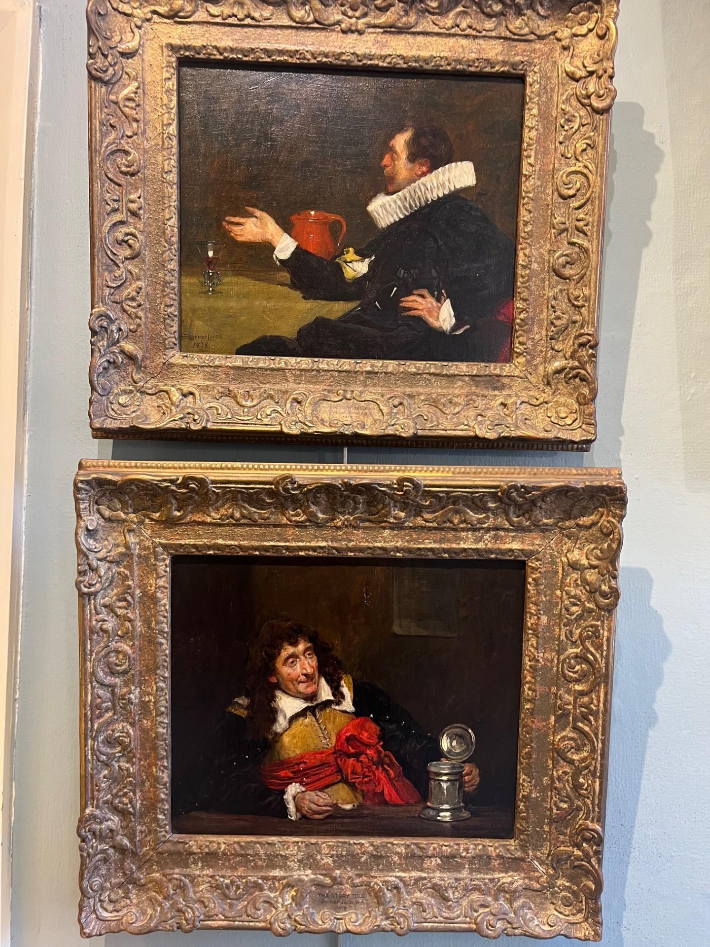 Victorian Male Realistic Portrait Oil Painting of Cavalier in Period Costume.  Signed Oil Painting on Canvas, on stretchers and Framed in period Frame.
A humorous and beautifully painted period portrait  entitled 