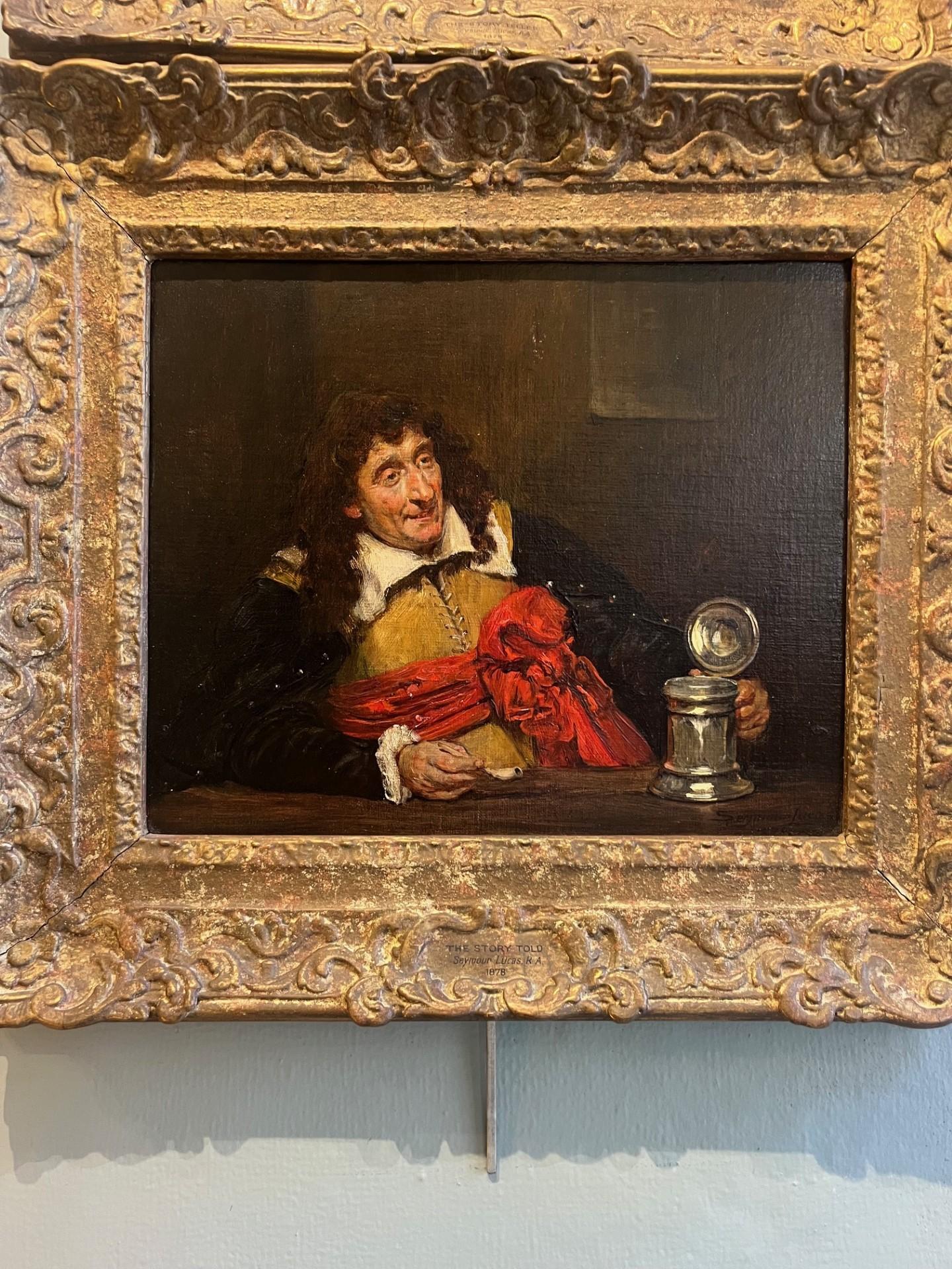 Victorian Male Realistic Portrait Oil Painting of Cavalier in Period Costume For Sale 1