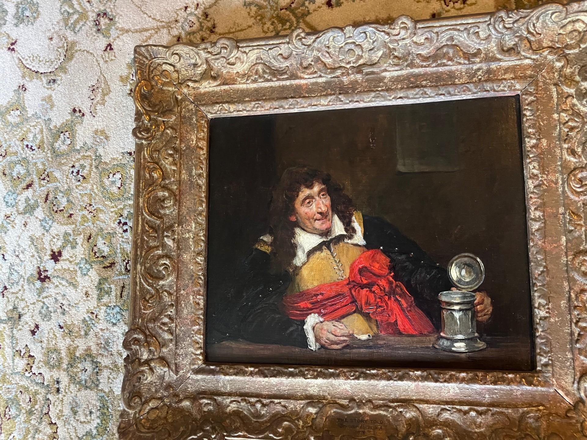 Victorian Male Realistic Portrait Oil Painting of Cavalier in Period Costume For Sale 2