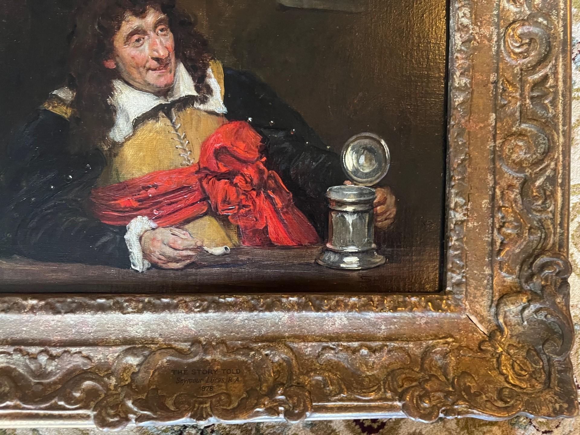 Victorian Male Realistic Portrait Oil Painting of Cavalier in Period Costume For Sale 3