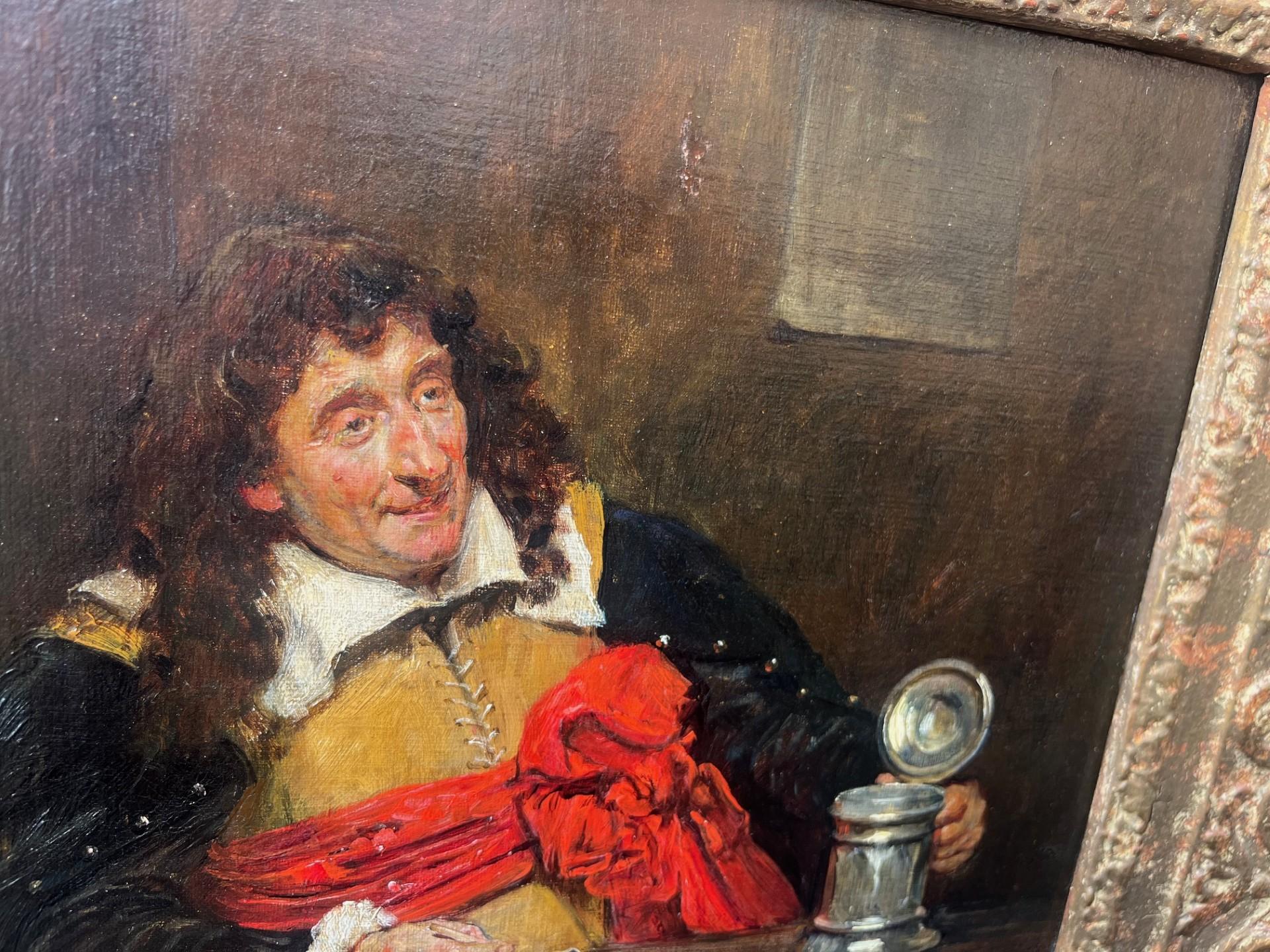 Victorian Male Realistic Portrait Oil Painting of Cavalier in Period Costume For Sale 5