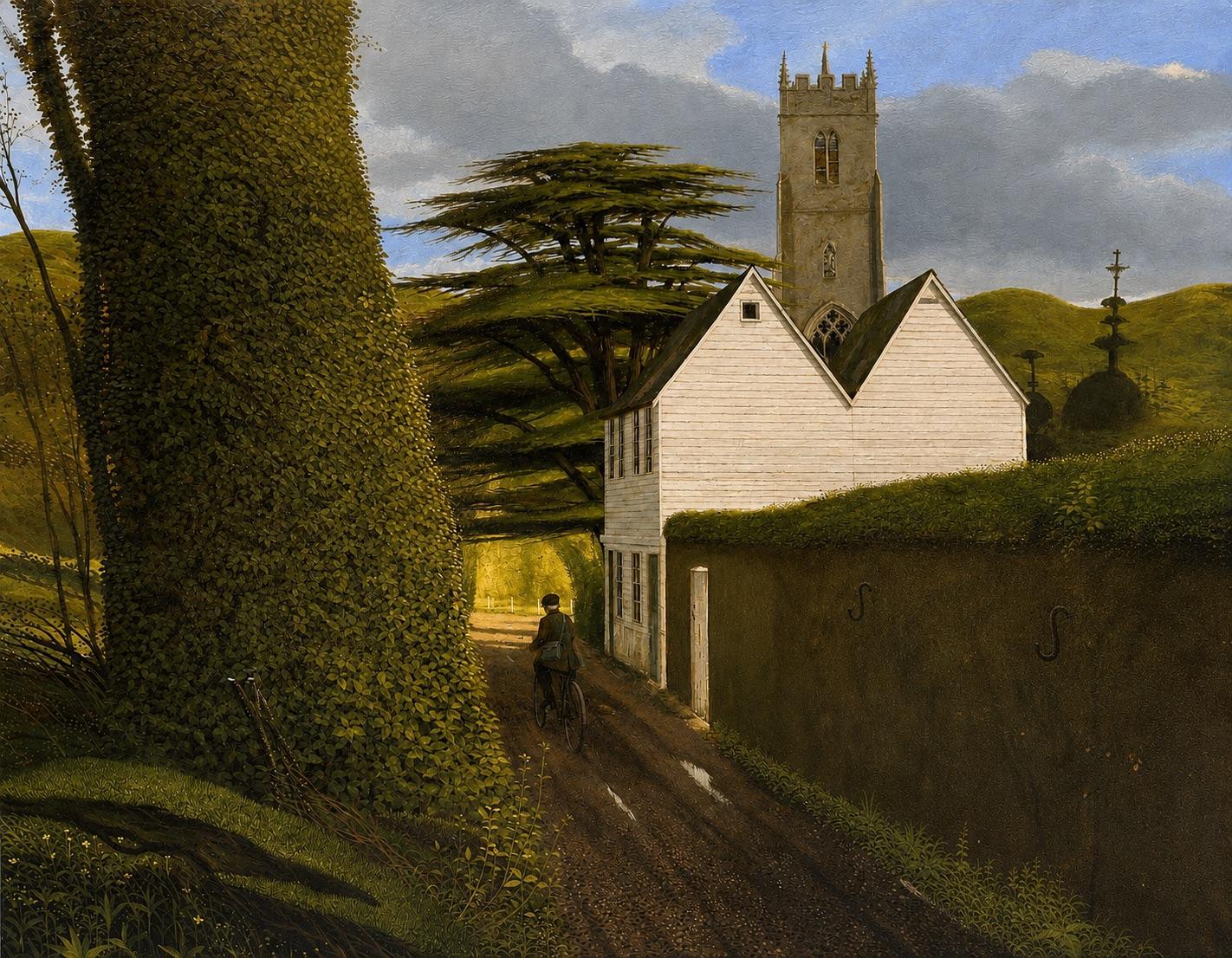 John Shelley Landscape Painting - The White Cottages