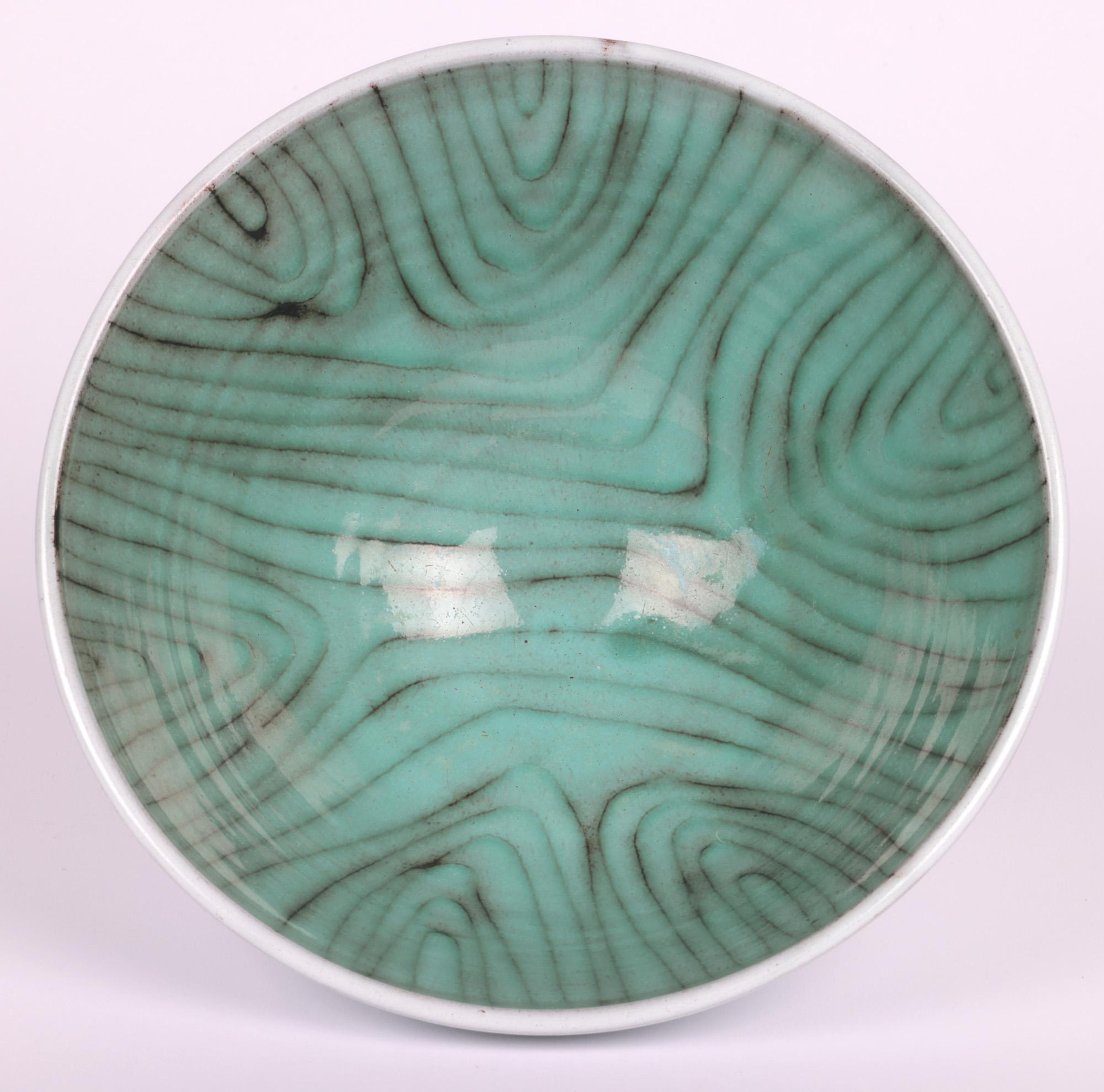 Glazed John Shelly Bath Pottery Trailed Pattern Studio Pottery Bowl  For Sale