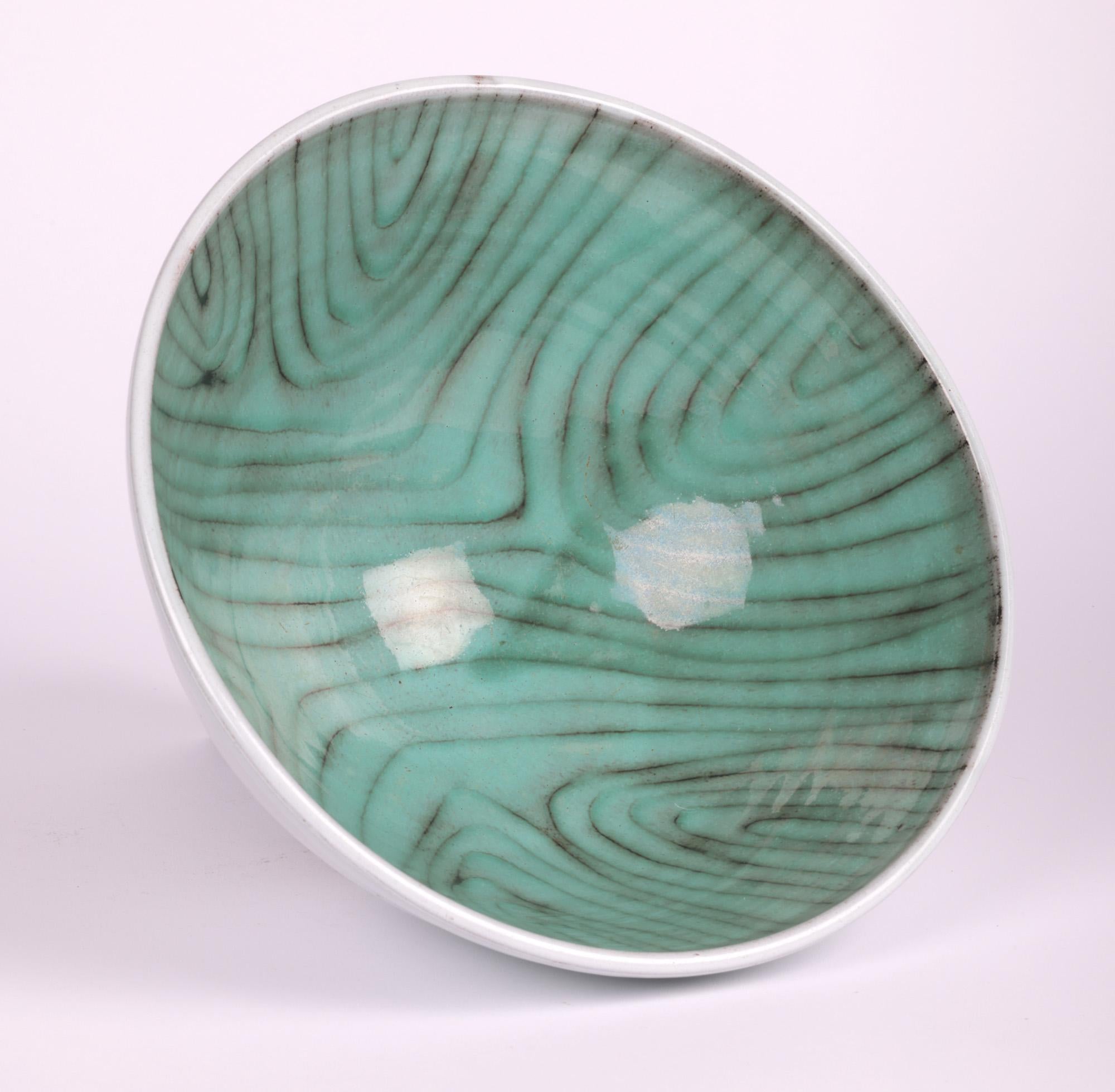 Terracotta John Shelly Bath Pottery Trailed Pattern Studio Pottery Bowl  For Sale