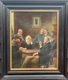 19th century American or European, Interior portrait of rich men playing chess