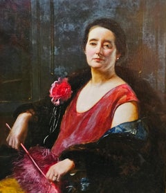 Portrait of an Edwardian Lady - British American art portrait oil painting