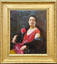 Portrait d'une femme édouardienne - peinture à l'huile d'art britannique américaine