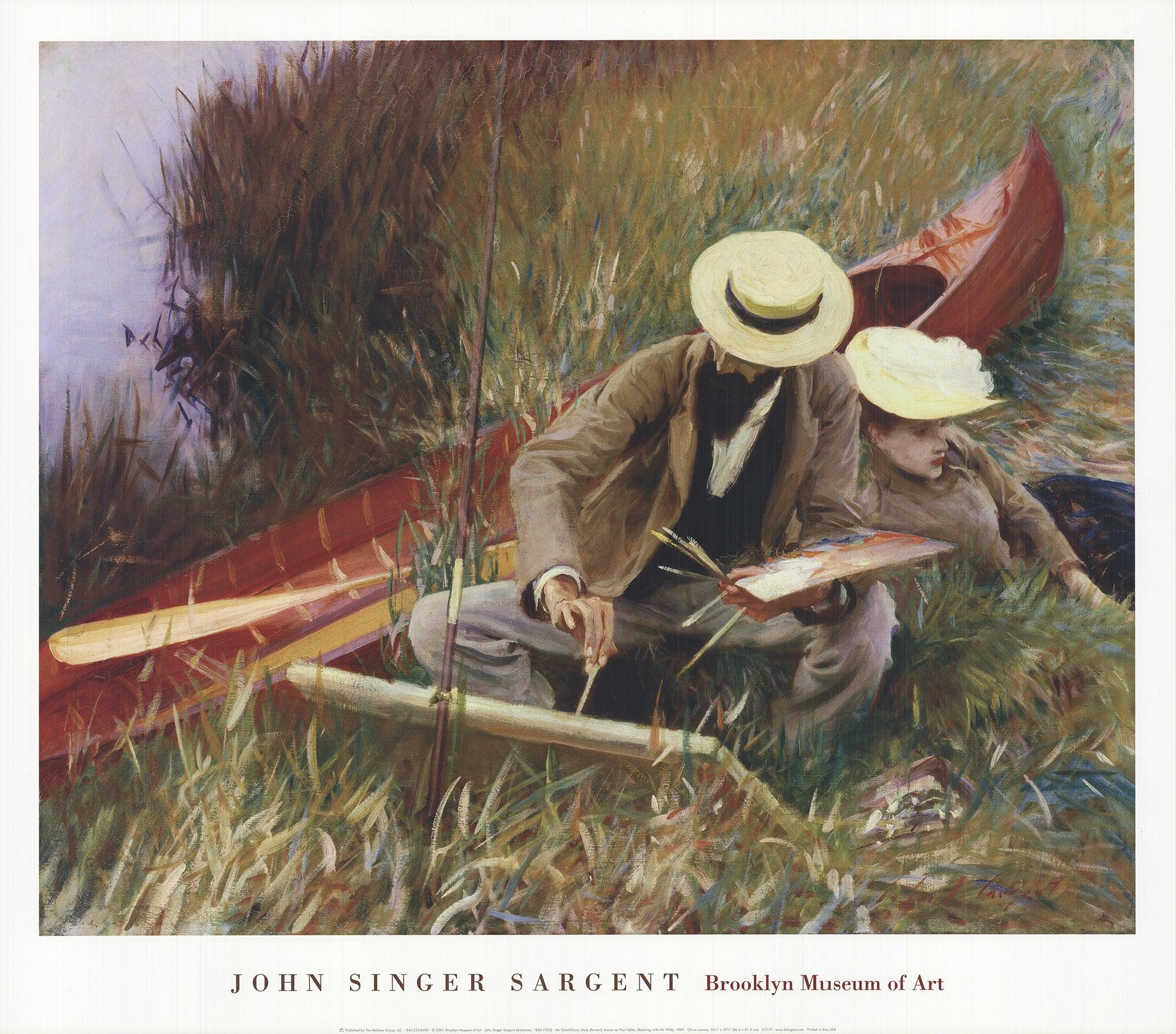 Dieses Poster zeigt An Out-of-Doors Study von John Singer Sargent, ein leuchtendes Beispiel für seine impressionistische Pinselführung und seinen meisterhaften Umgang mit dem Licht. Das Bild, das zur ständigen Sammlung des Brooklyn Museums gehört,
