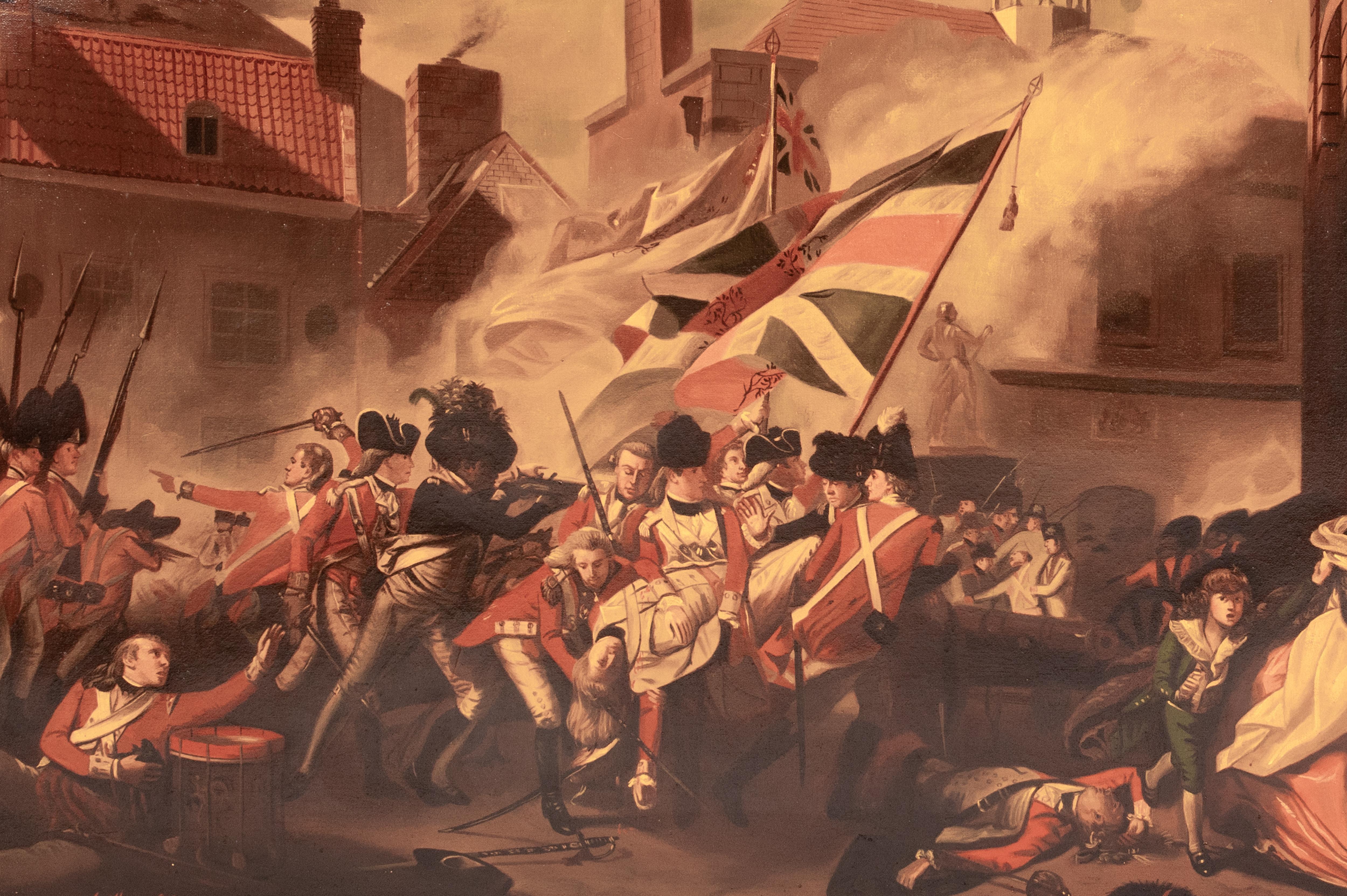 The Death Of Major Peirson, The Battle Of Jersey (1781), 19th Century

after John Singleton Copley RA (1738-1815)

Large 19th Century scene from The Battle Of Jersey, 1781, between the French at British at St Helier as Major Peirson body is carried