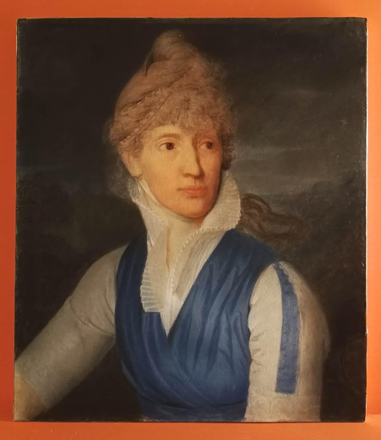 Attributed J S Copley Two Nobles Portrait Paintings 18 century pastel parchment For Sale 9