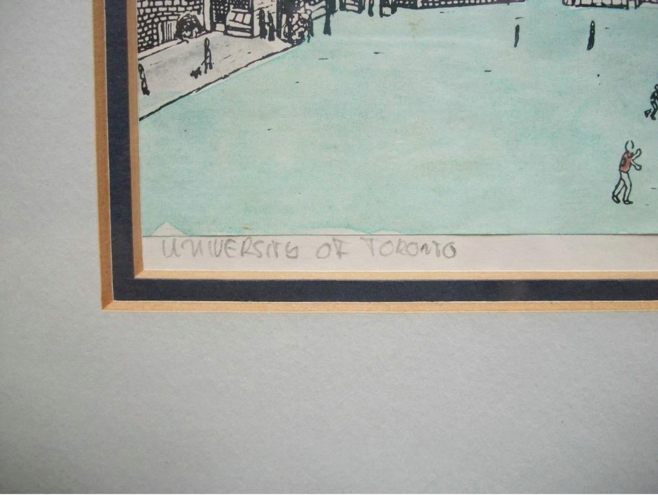 JOHN SIRIS-DAVIES - 'U of T' - Handkolorierter Druck - Gerahmt - Kanada - CIRCA 1985 (Kanadisch) im Angebot