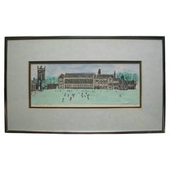 JOHN SIRIS-DAVIES - 'U of T' - Grabado coloreado a mano - Enmarcado - Canadá - Circa 1985