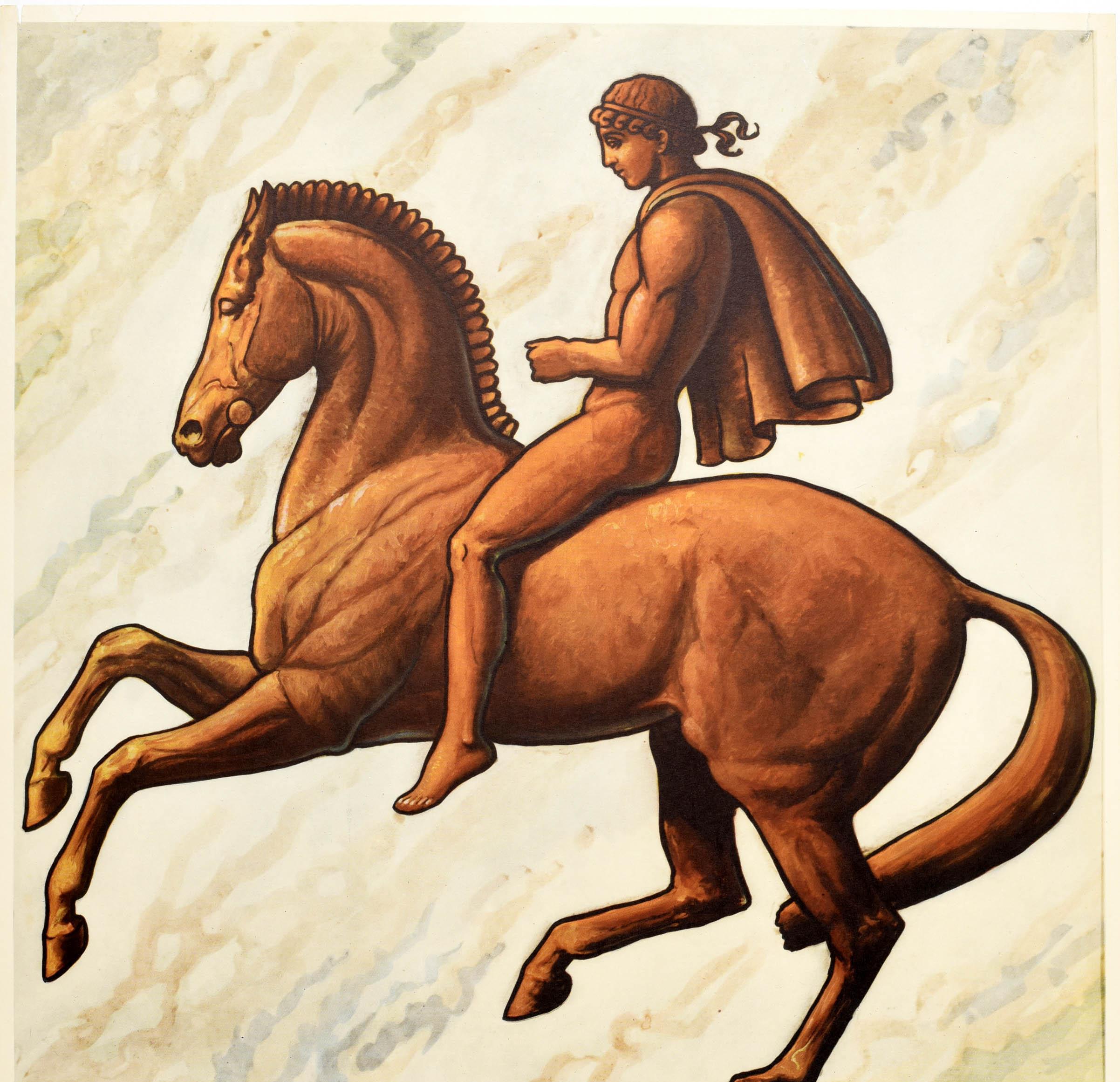 Original Vintage Sport Poster Equestrian Games Stockholm Summer Olympic Games  - Beige Print by John Sjosvord