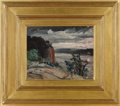 Storm Sky, Palisades Oil Painting, Signed 1908, 9.25 x 11.5 Inches