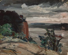 Storm Sky, Palisades Oil Painting, Signed 1908, 9.25 x 11.5 Inches
