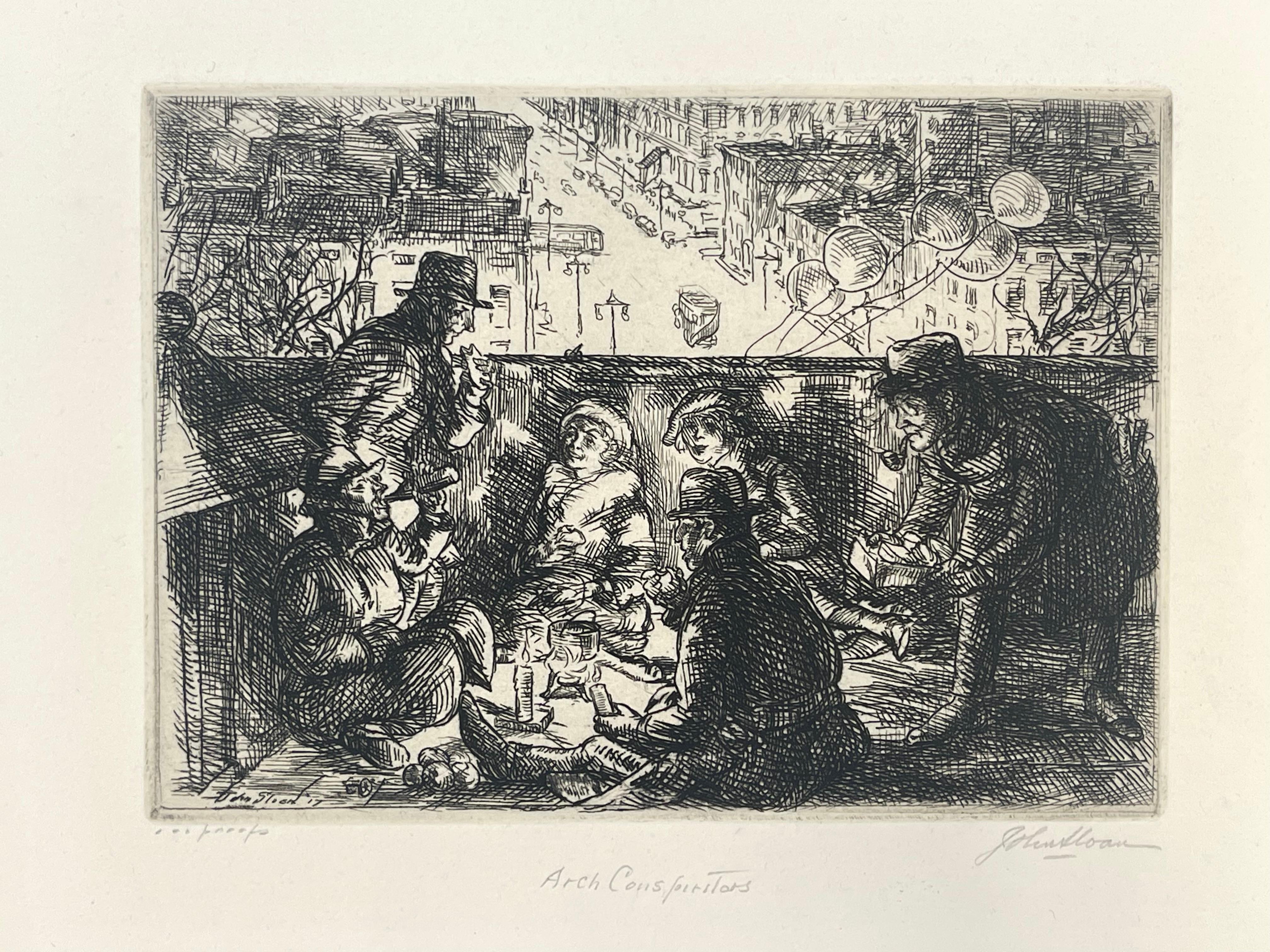 John Sloan Figurative Print - ARCH CONSPIRATORS