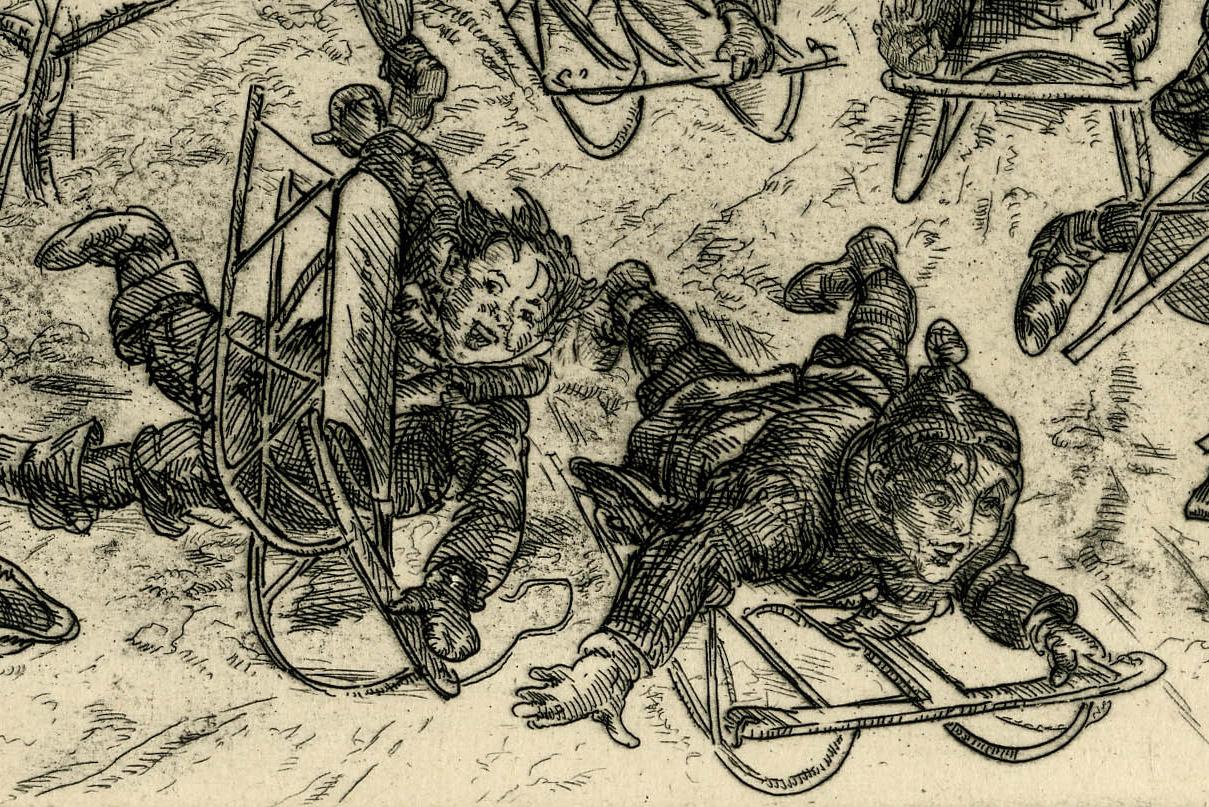 Boys Sledding - Ashcan School Print by John Sloan