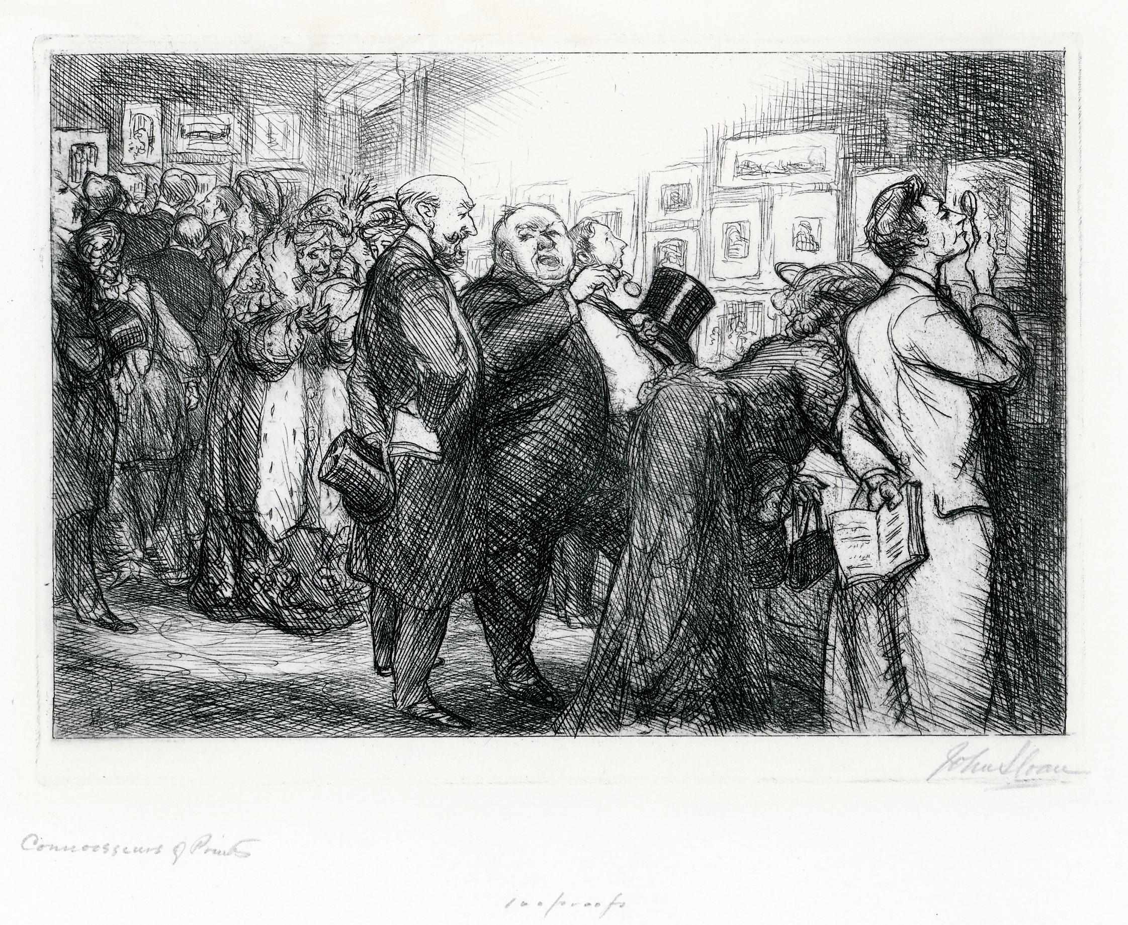 Connoisseurs of Prints - Gray Portrait Print by John Sloan