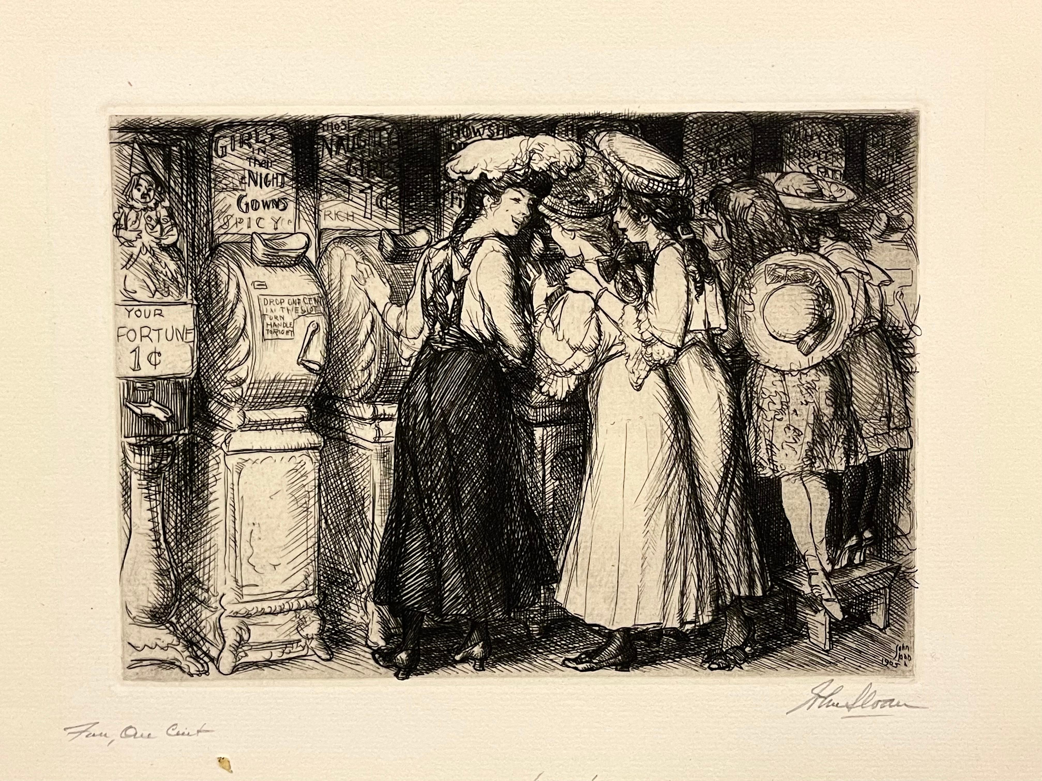 John Sloan Figurative Print - FUN, ONE CENT
