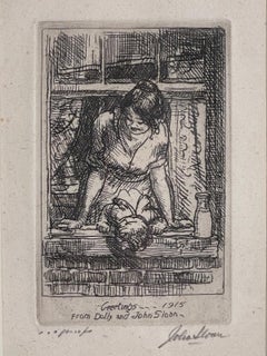 GREETINGS, 1915 or MOTHER AND CHILD AT THE WINDOW