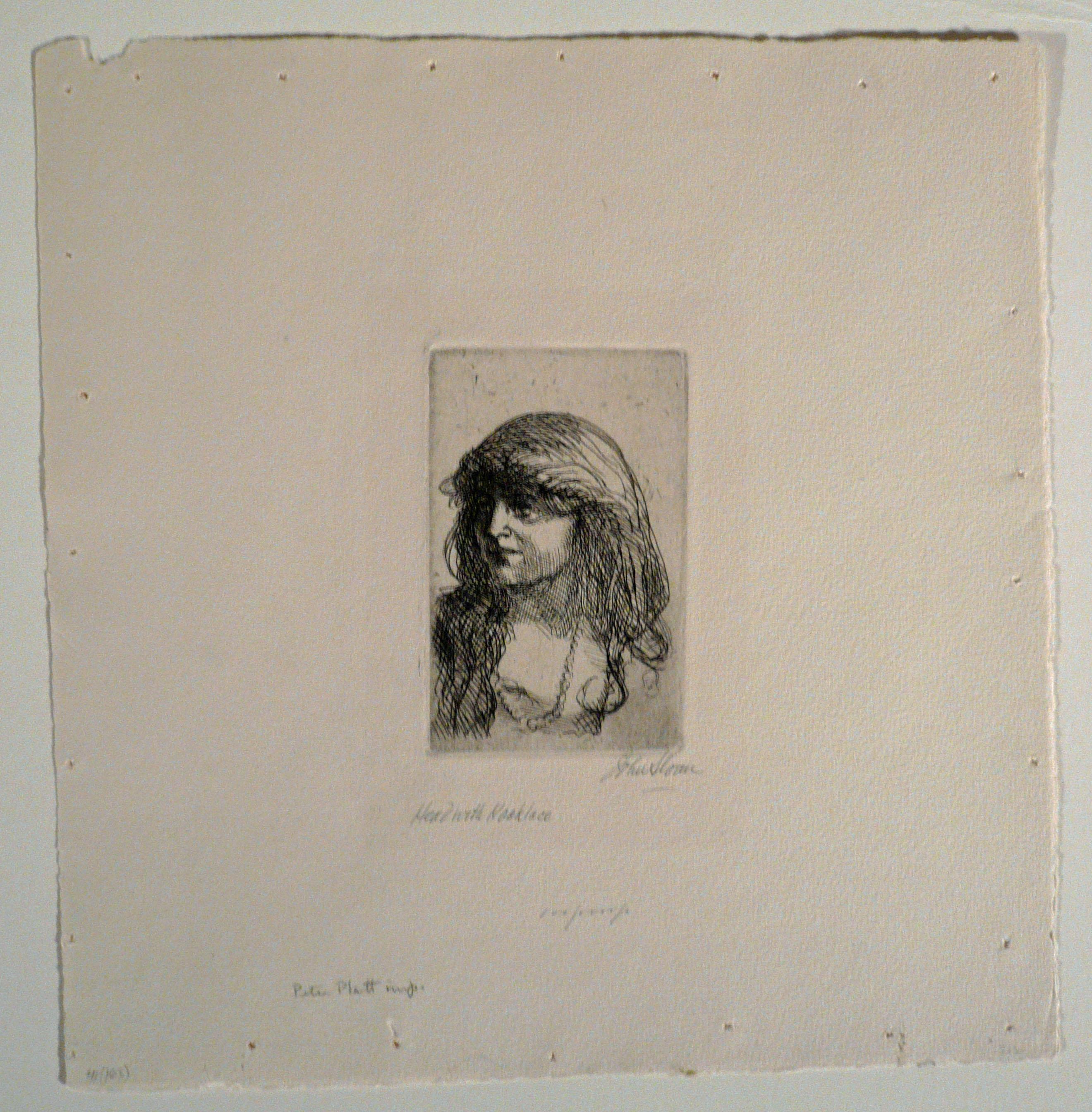 HEAD WITH NECKLACE - Print by John Sloan
