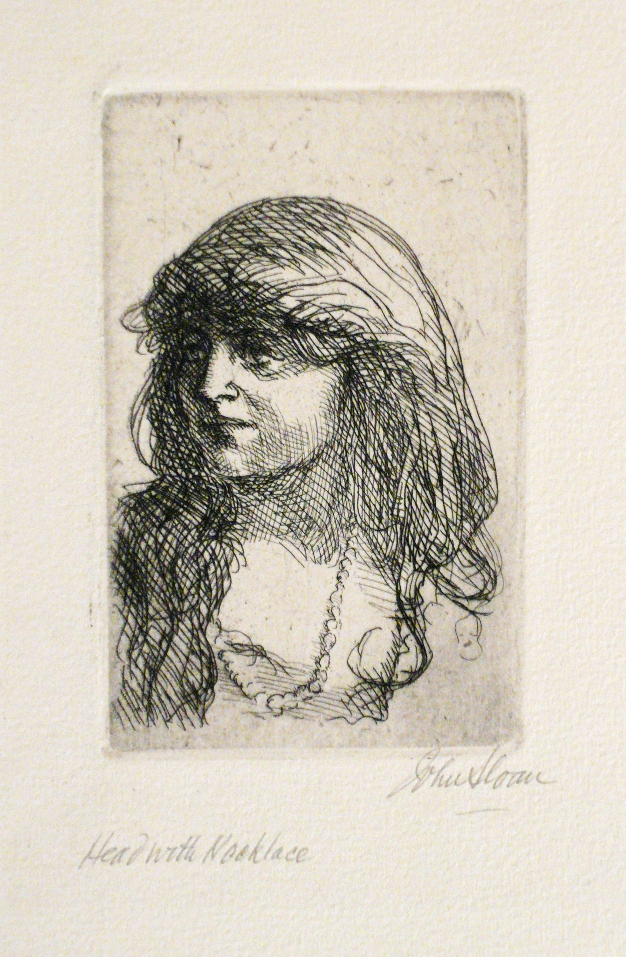 John Sloan Portrait Print - HEAD WITH NECKLACE
