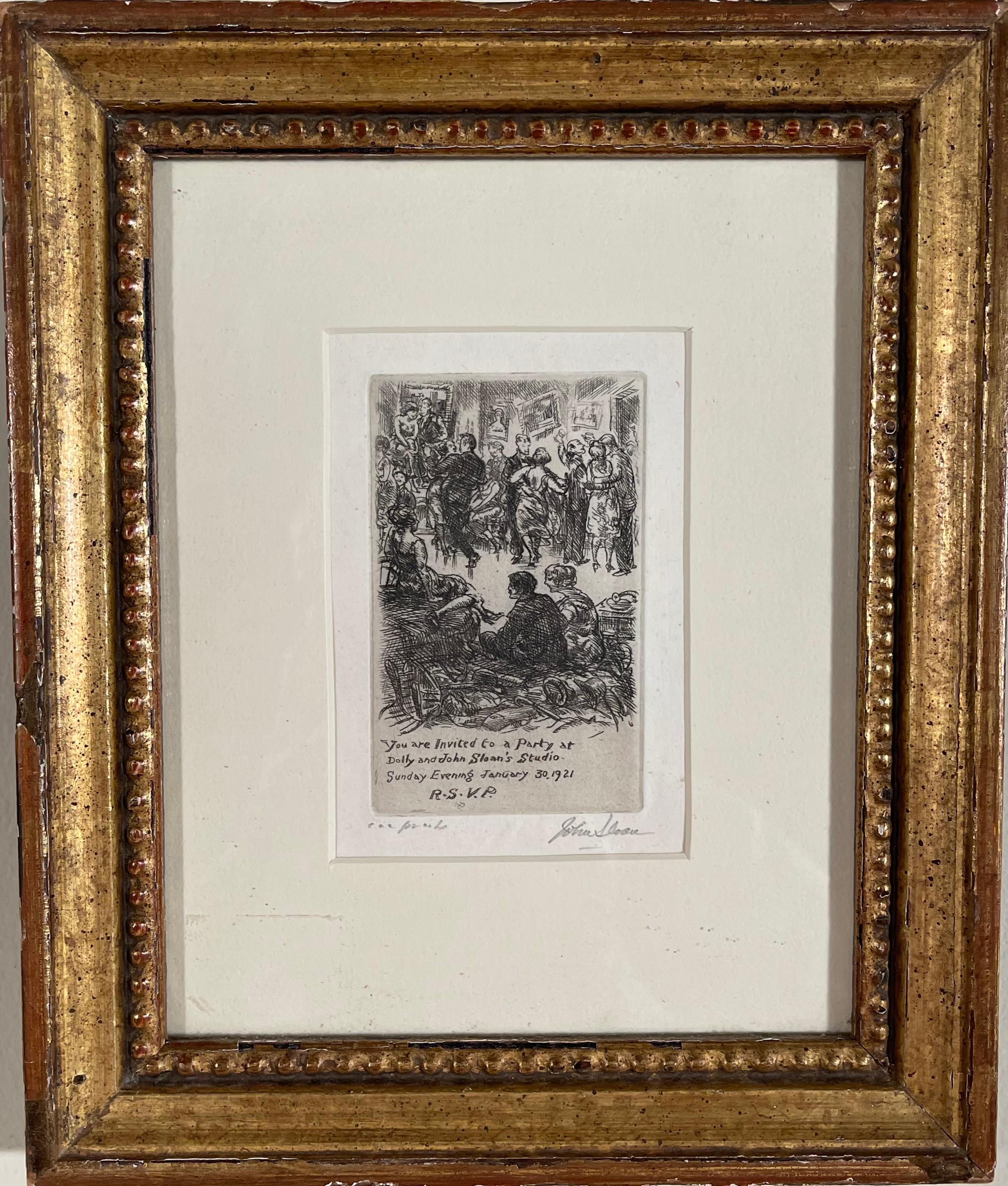 INVITATION TO STUDIO PARTY - Print by John Sloan