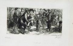 John Sloan Original Etching, 1917, "Sidewalk"