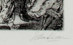 "Man Monkey, " Original Etching Genre Scene signed by John Sloan