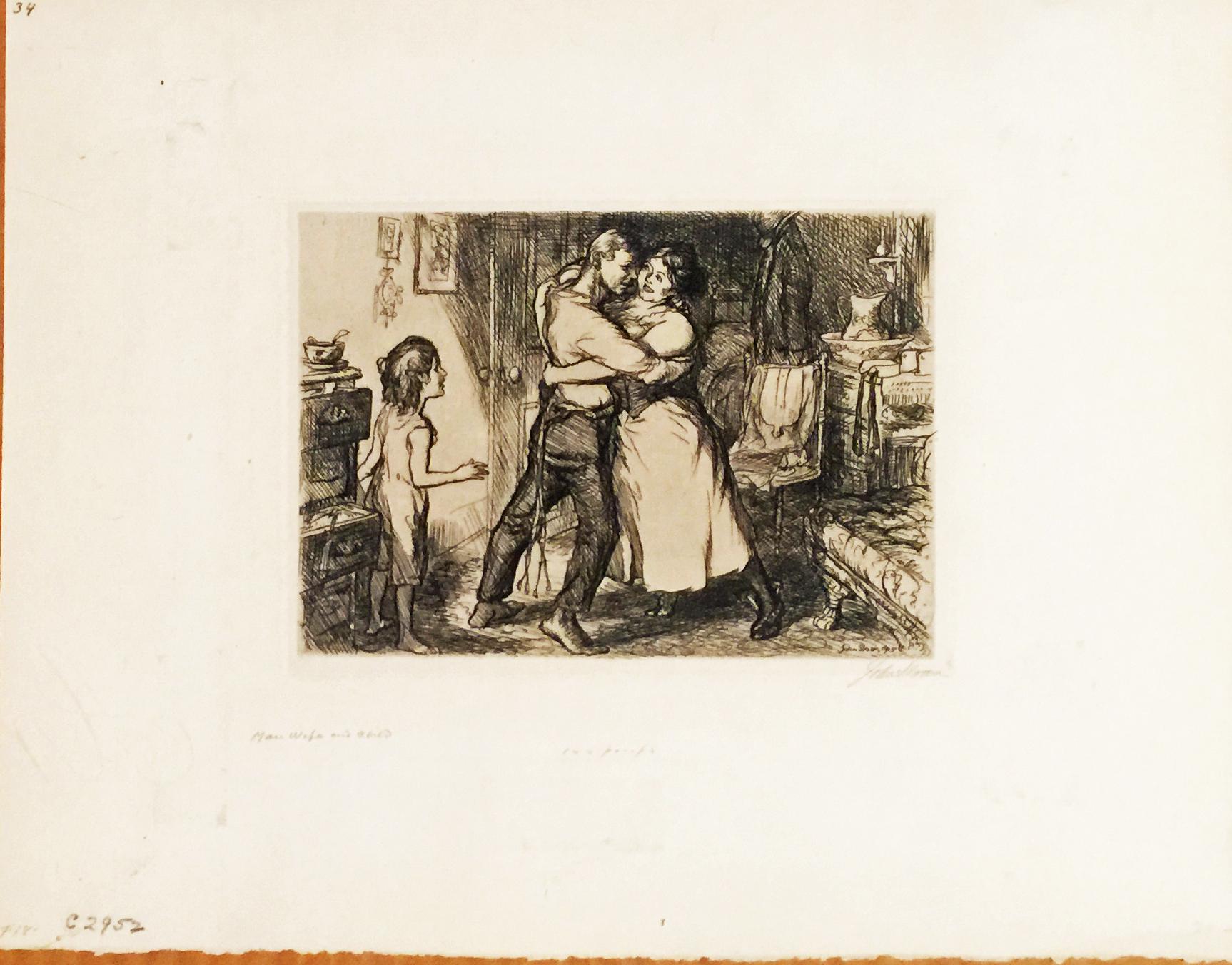 MAN, WIFE, AND CHILD - Print by John Sloan