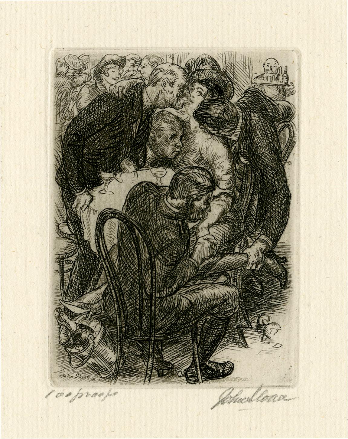 Figurative Print John Sloan - Eve et Adam des Nouvel Ans