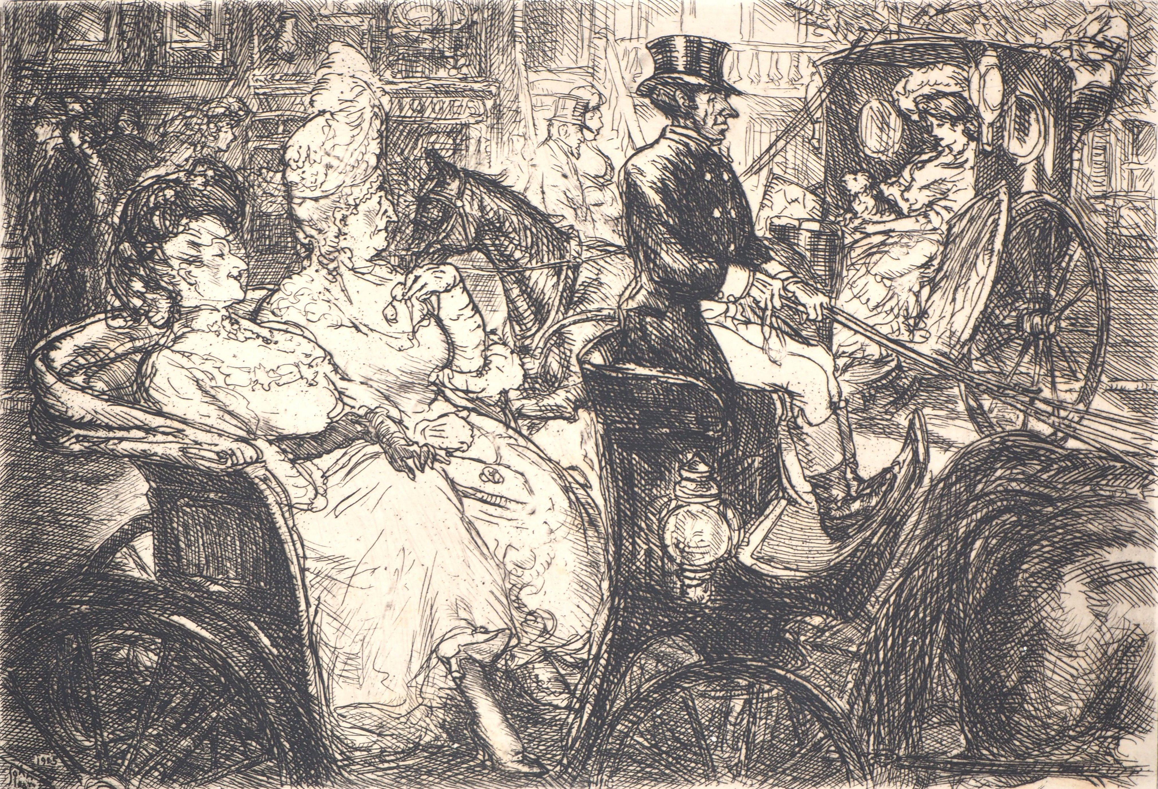 John Sloan Figurative Print - New York, Fith Avenue Critics - Original etching (Morse #128)
