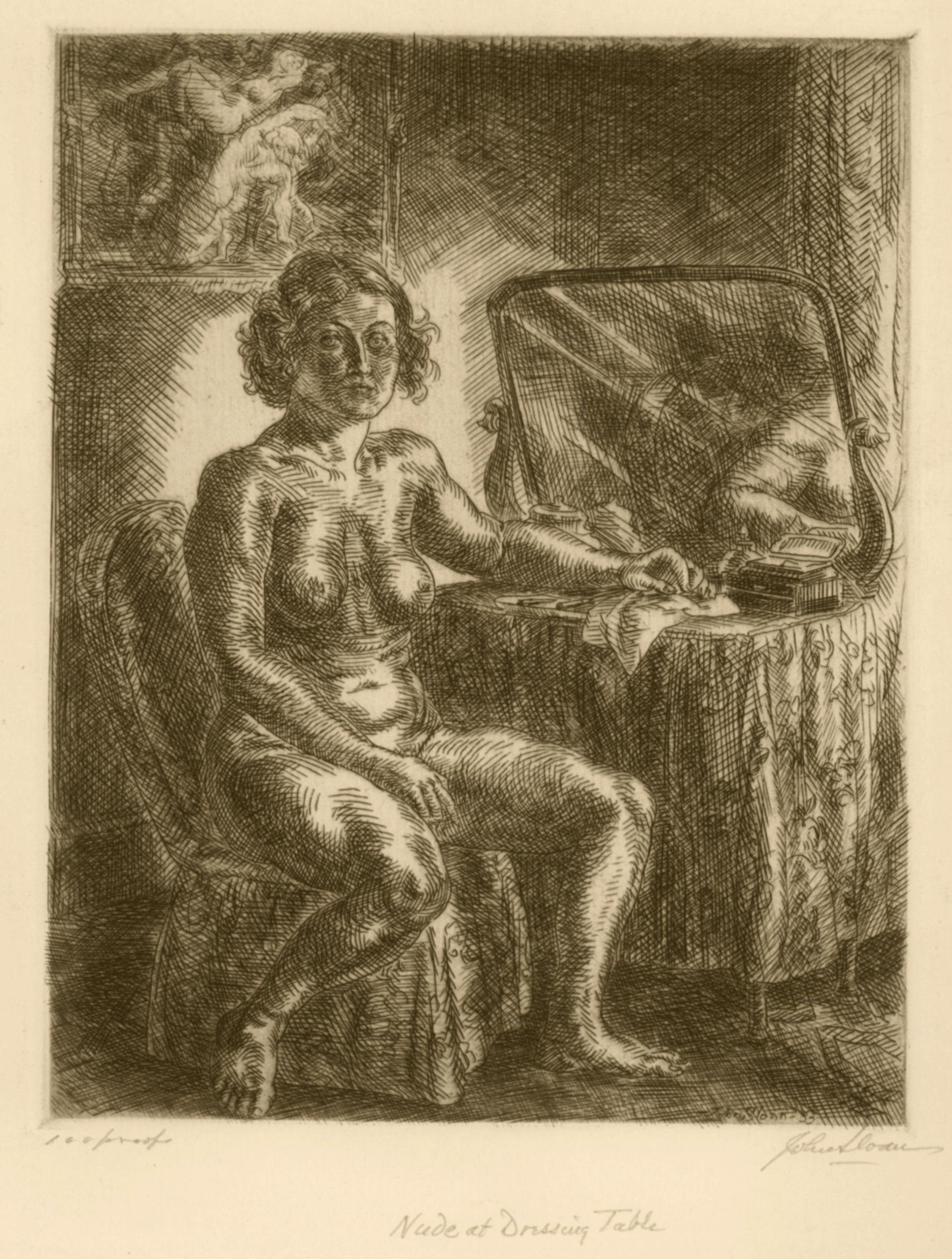 John Sloan Nude Print - Nude at Dressing Table