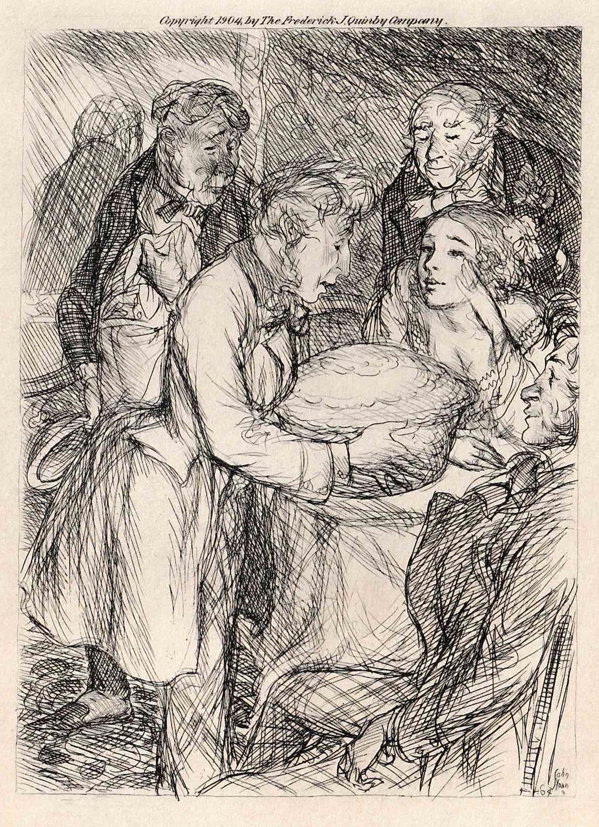 John Sloan Figurative Print – The Silent Pie