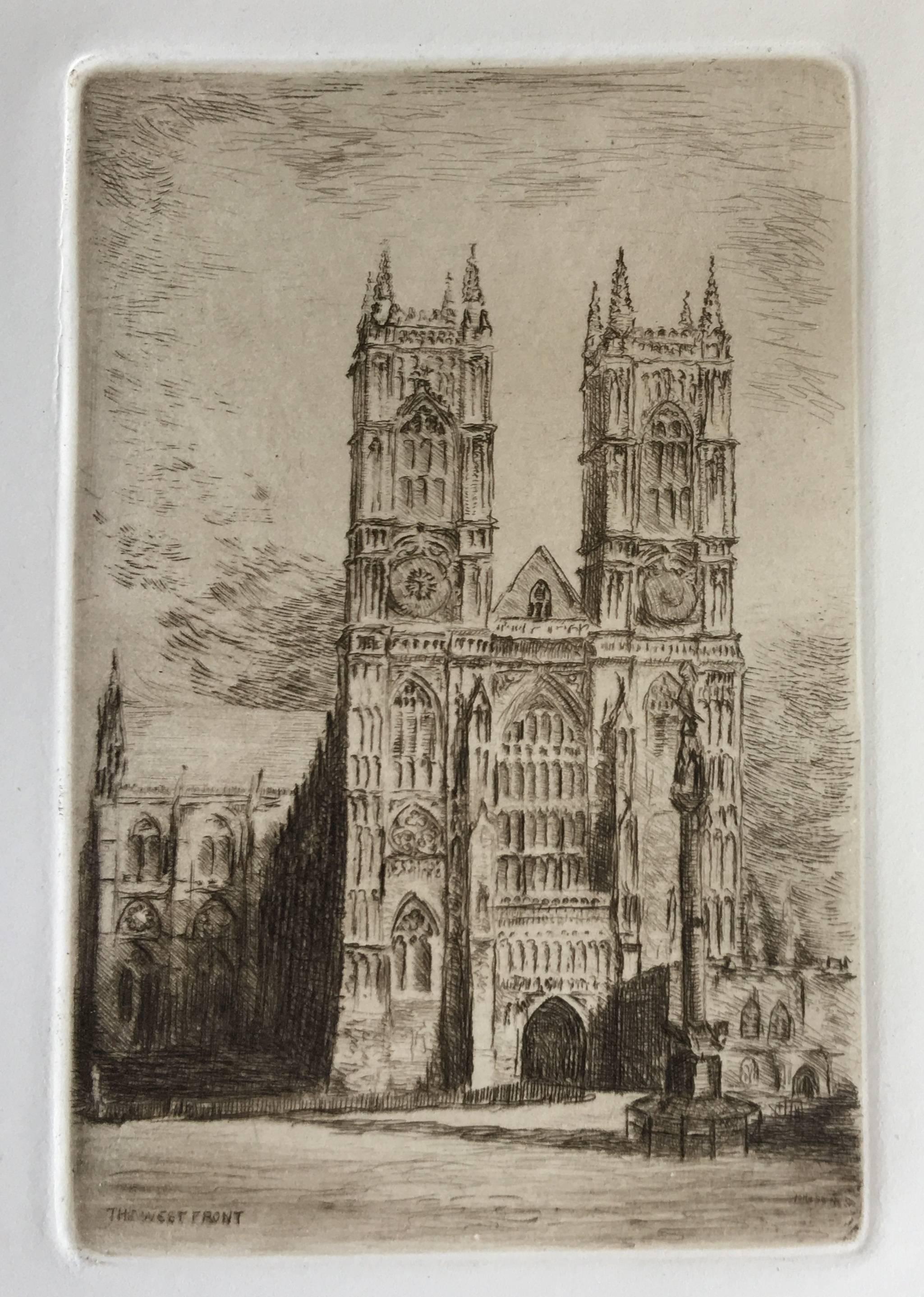Westminster Abbey - das komplette Album mit 13 Radierungen (Amerikanischer Realismus), Print, von John Sloan