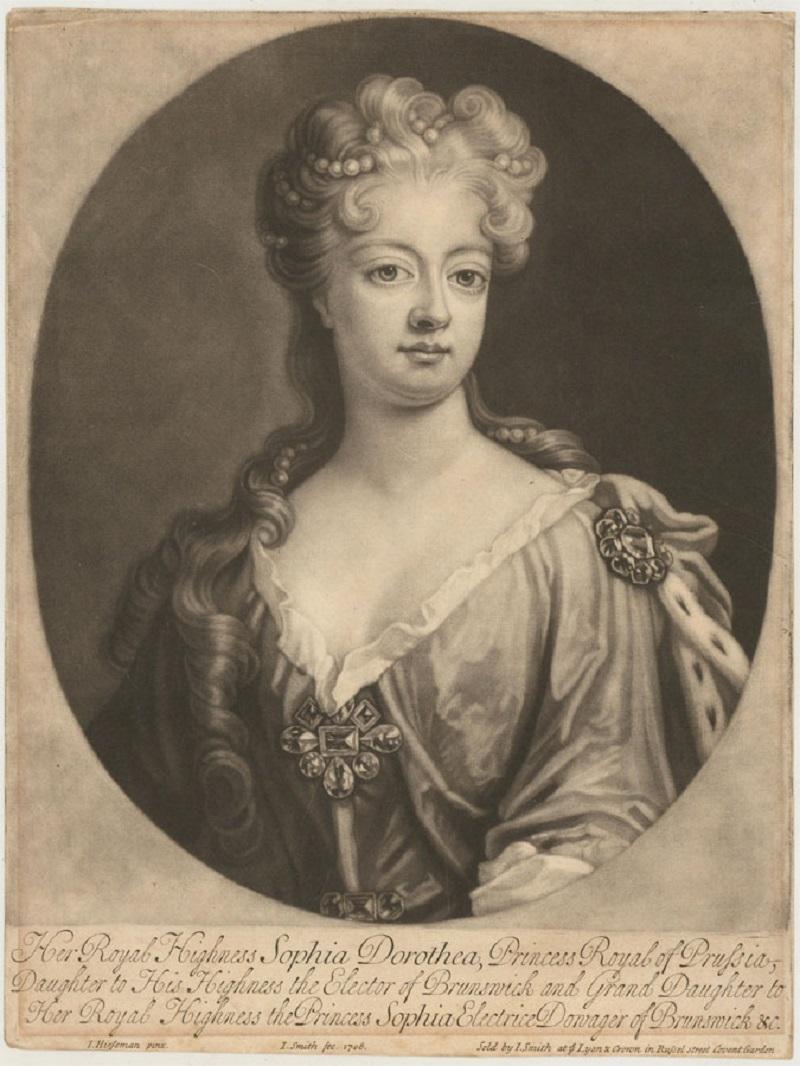 John Smith (1652-1743) after Hirschmann - 1706 Mezzotint, Sophia Dorothea 1