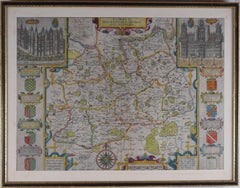 Antique John Speede, Map of the County of Surrey, described and divided into hundreds