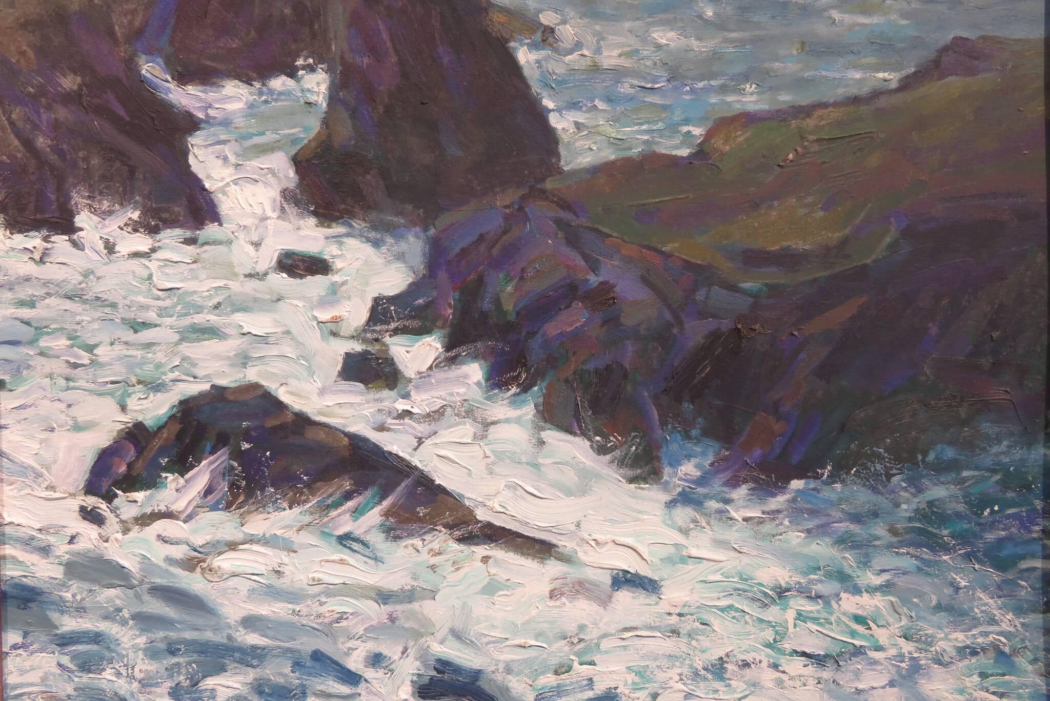Original-Ölgemälde Impressionistische Meereslandschaft in Öl von John Speirs (English 1942-2022) im Angebot 2